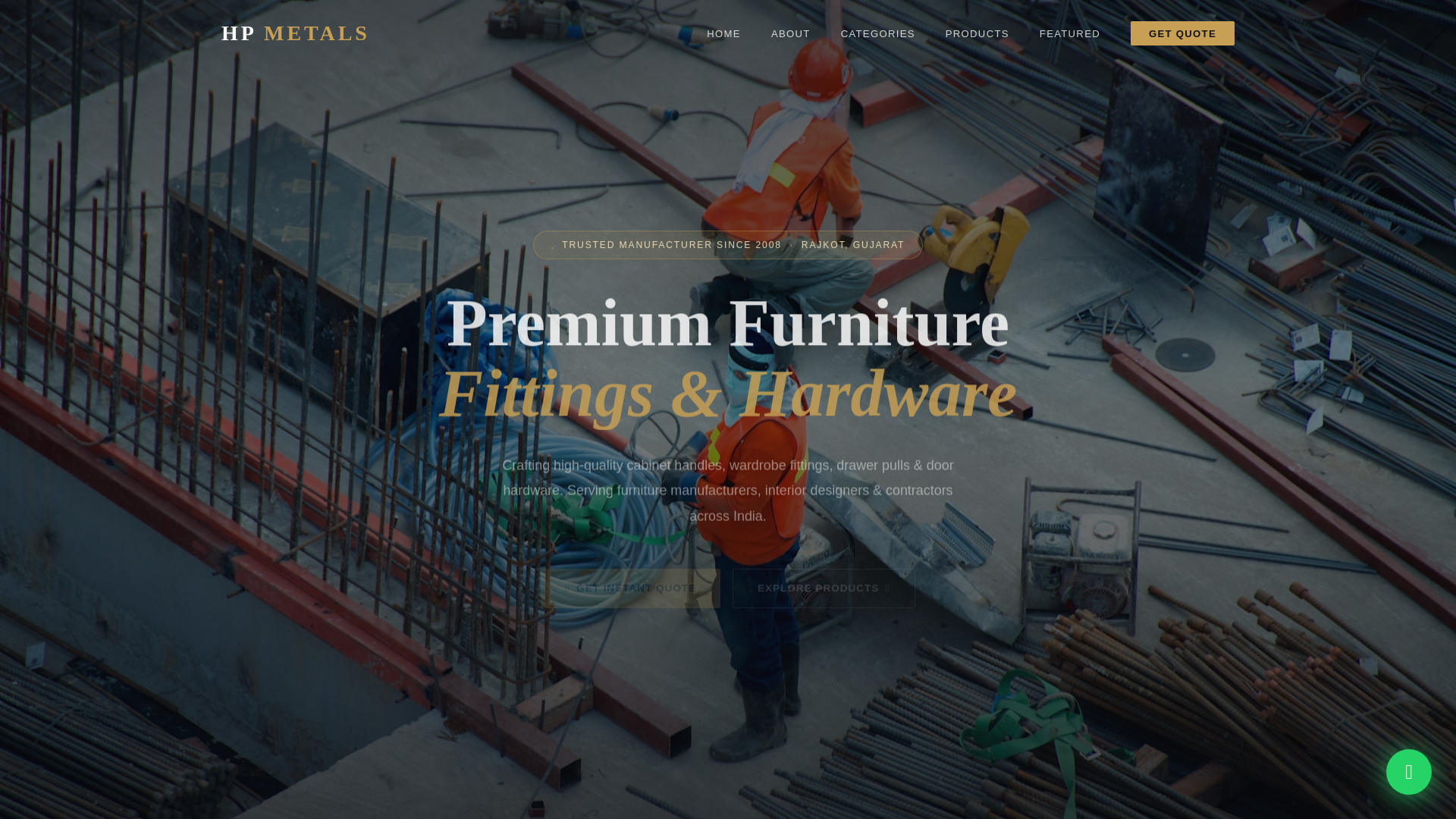 website screenshot of https://hpmetals.in