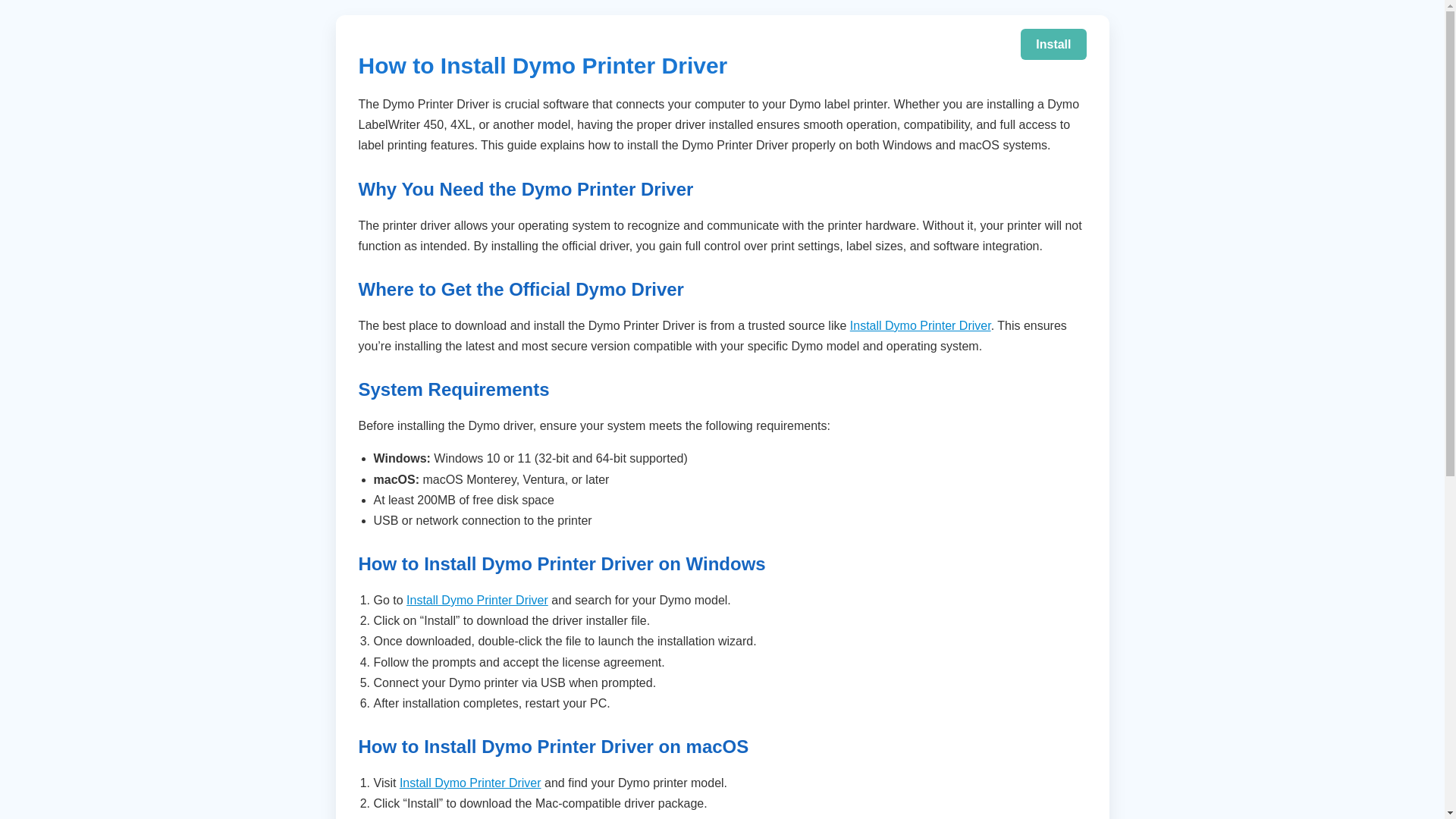 website screenshot of https://install-dymo-printer-driver.pages.dev/