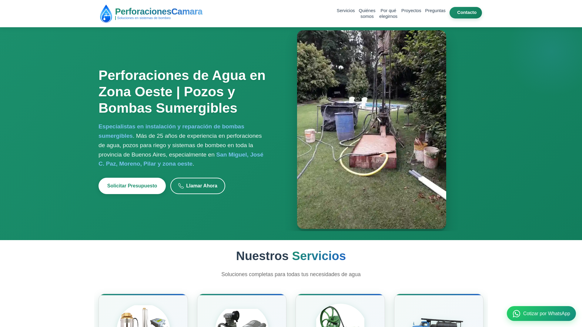 website screenshot of https://perforacionescamara.com.ar