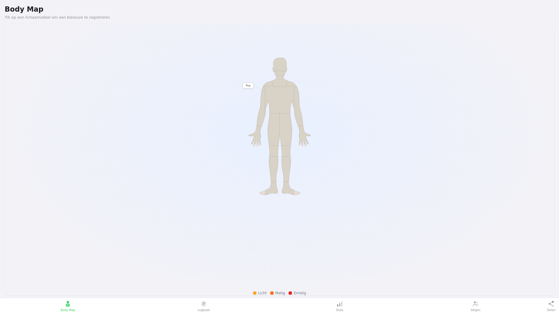 website screenshot of https://blessure-logboek.pages.dev/