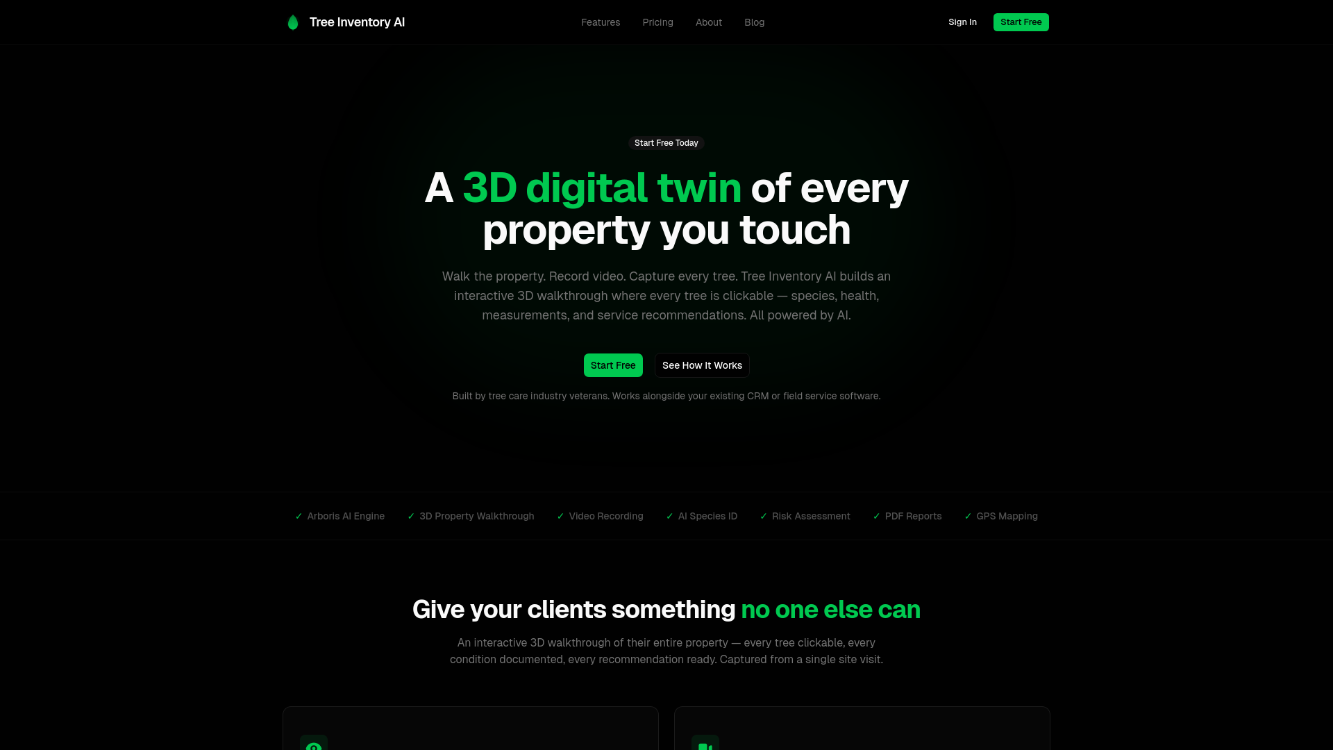 website screenshot of https://treeinventory.ai
