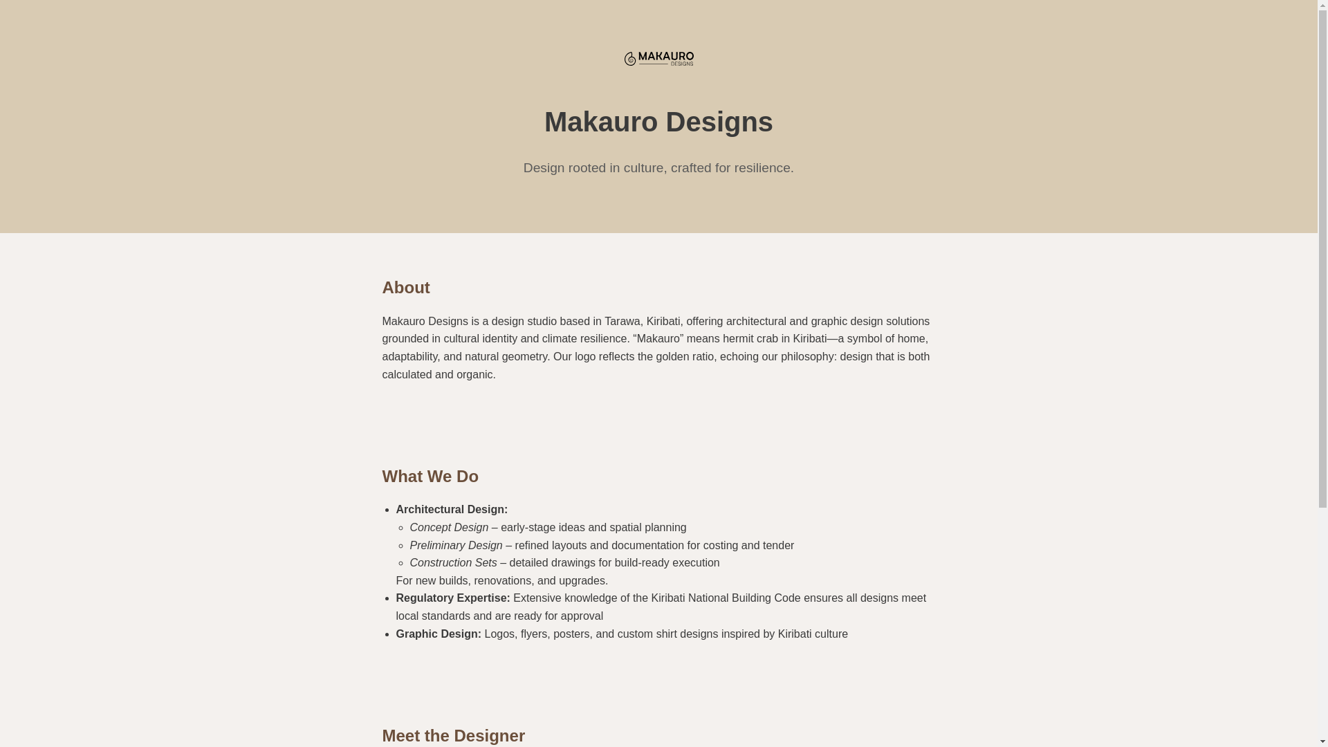 website screenshot of https://makaurodesigns.com/