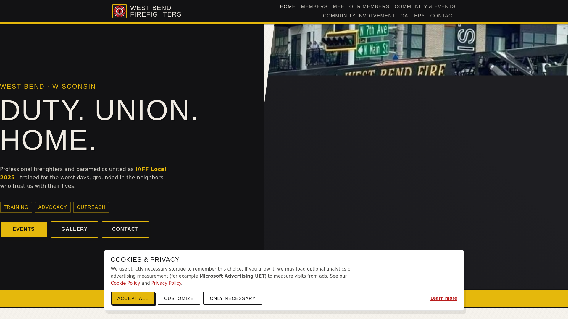 website screenshot of https://wbfirefighters.us
