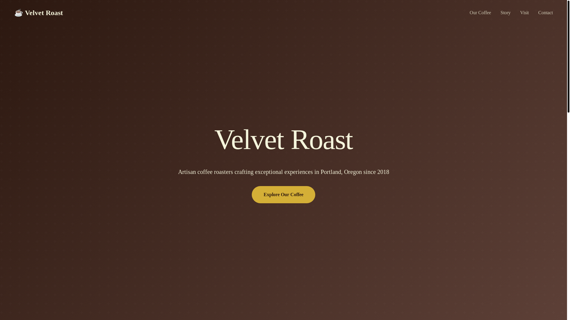 website screenshot of https://velvet-roast-coffee.pages.dev/