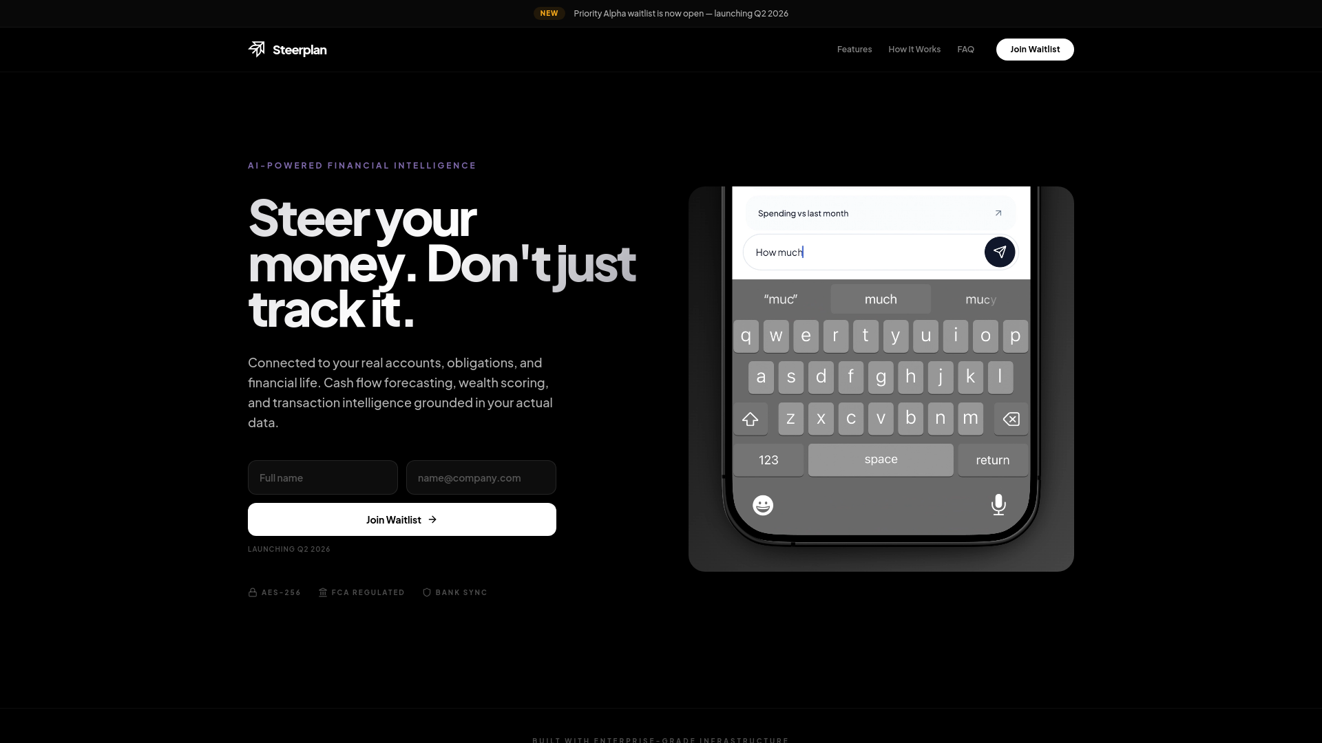 website screenshot of https://steerplan.ai/