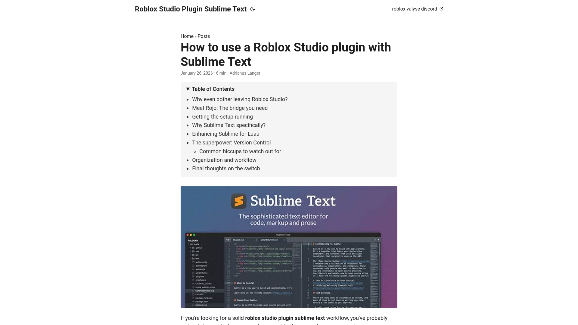 website screenshot of https://roblox-studio-plugin-sublime-text.pages.dev/