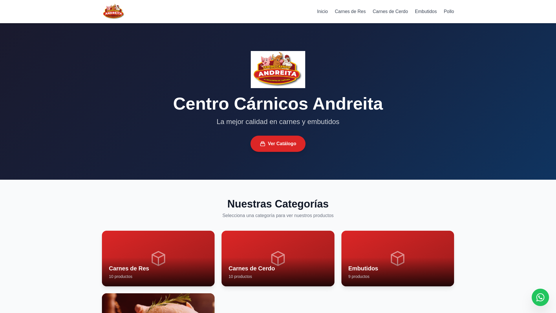 website screenshot of https://centrocarnicosandreita.com