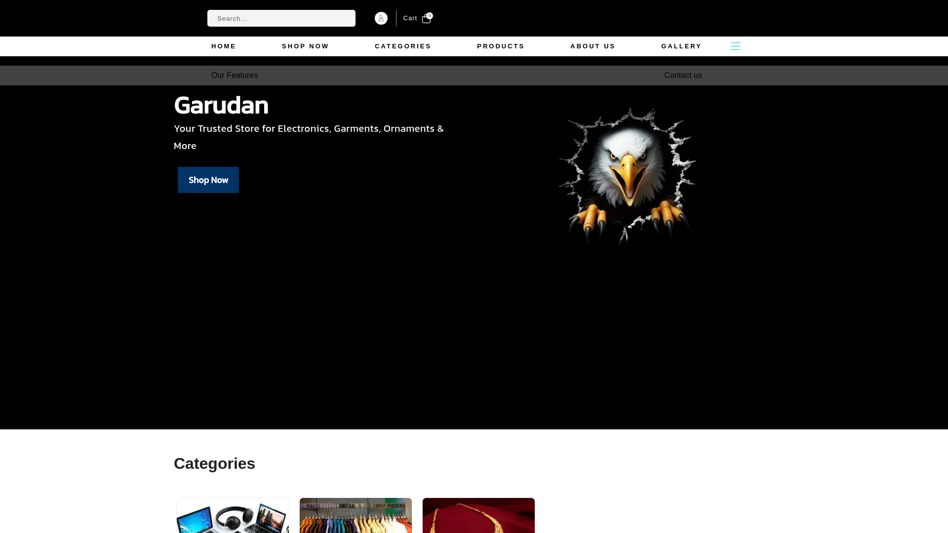 website screenshot of https://teamofgarudanwebstore.com/