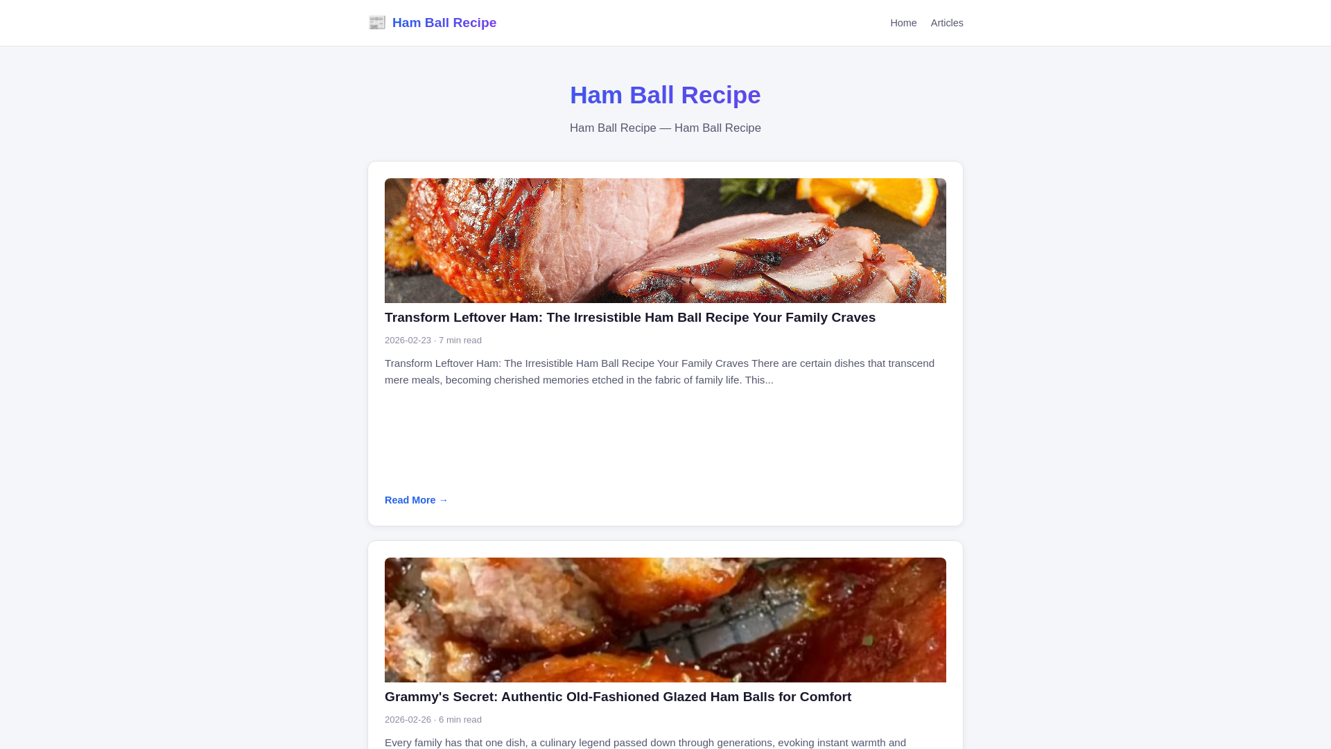 website screenshot of https://ham-ball-recipe.pages.dev/
