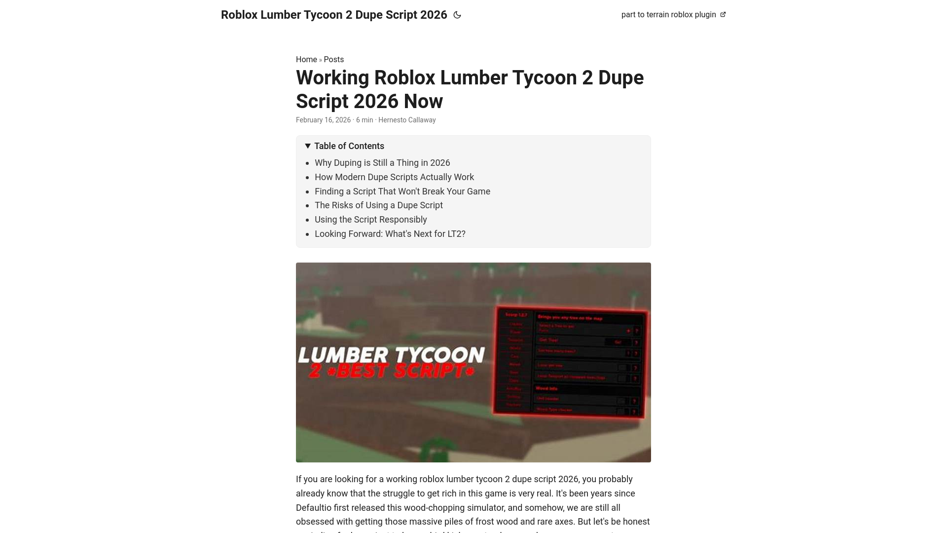 website screenshot of https://roblox-lumber-tycoon-2-dupe-script-2026.pages.dev/