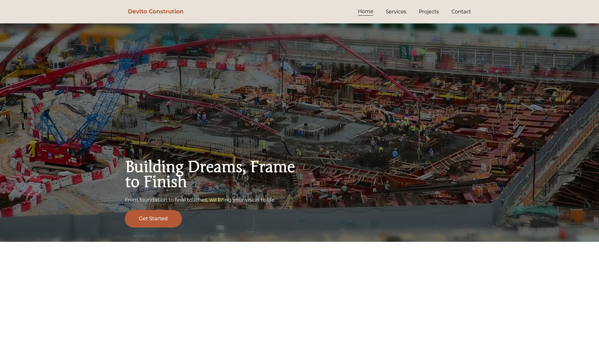 website screenshot of https://devitoconstruction.org/