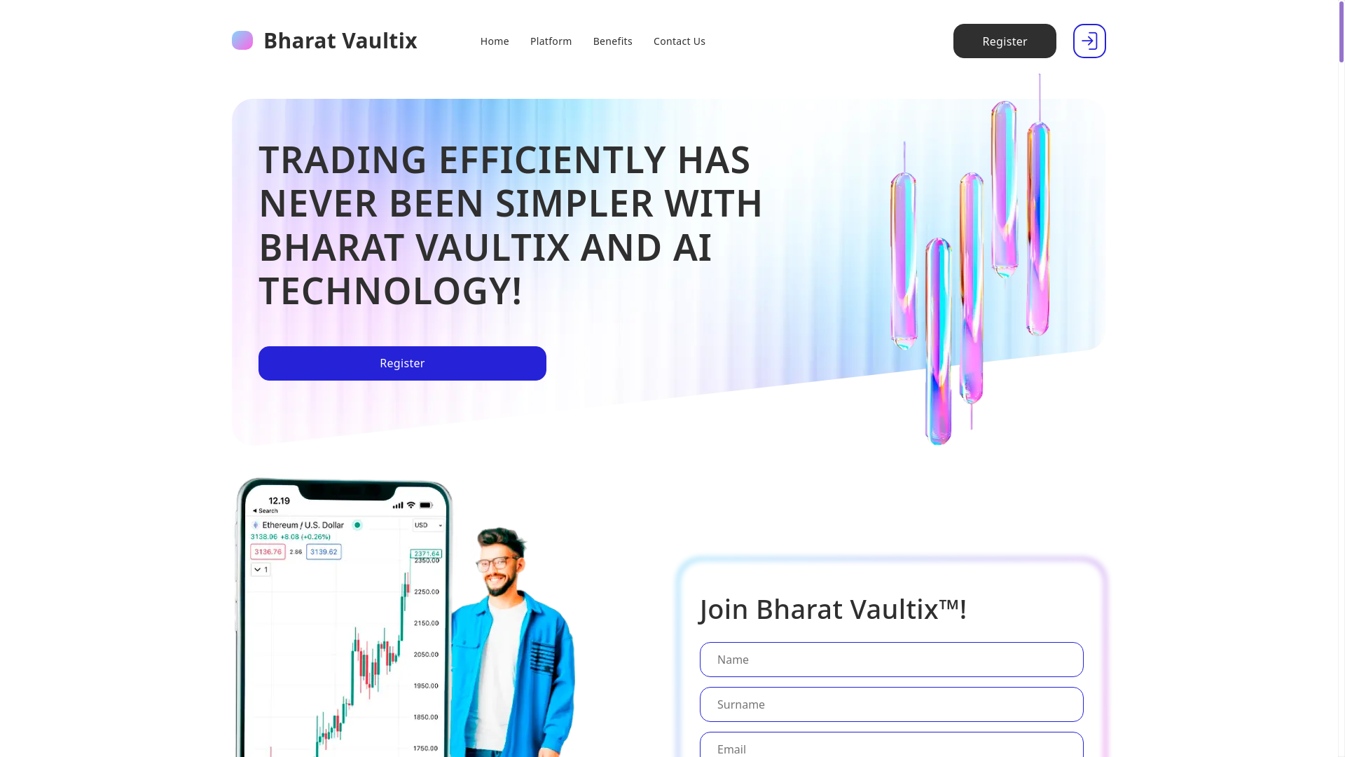 website screenshot of https://bharat-vaultix.com/
