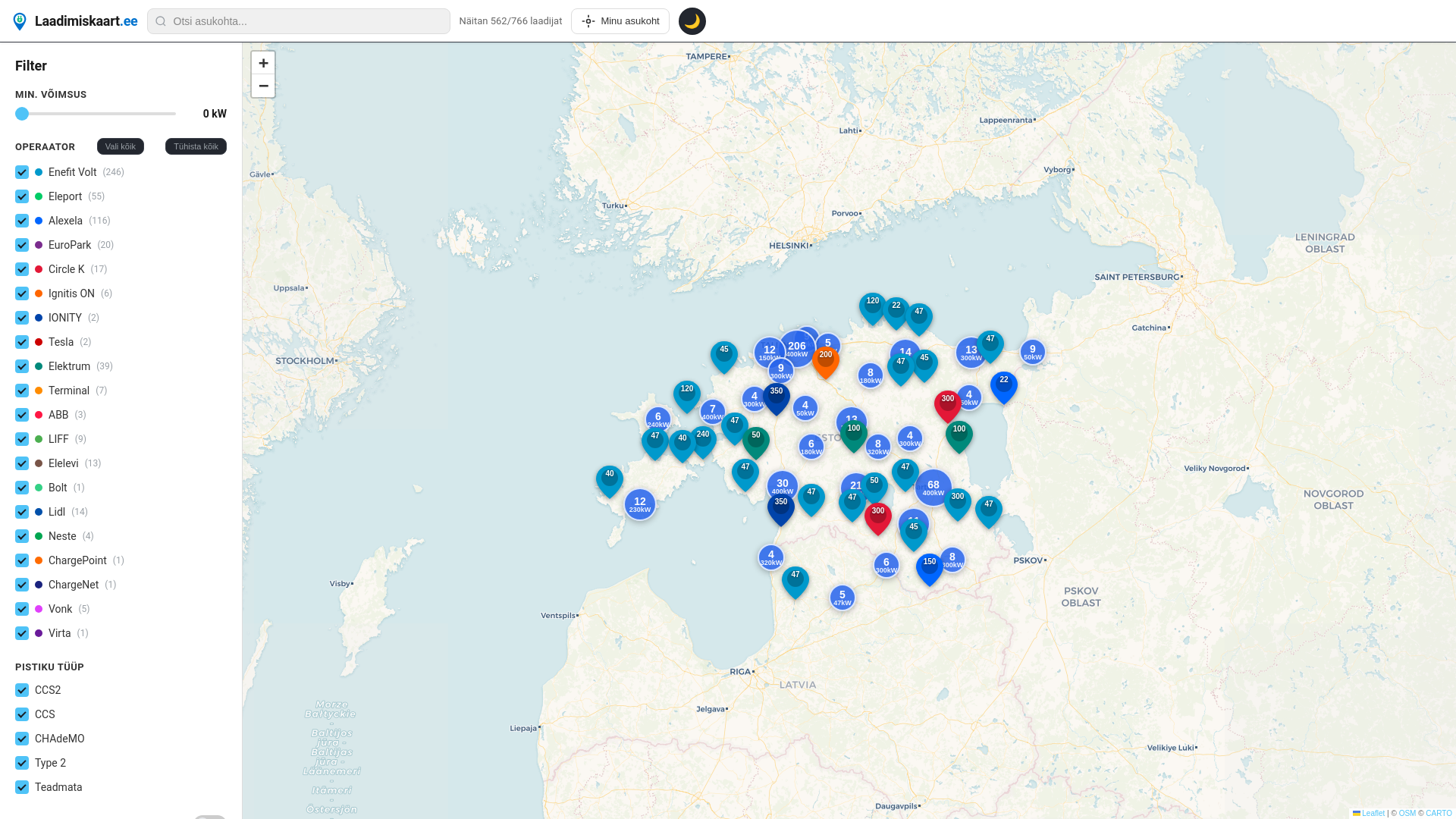 website screenshot of https://laadimiskaart.pages.dev/