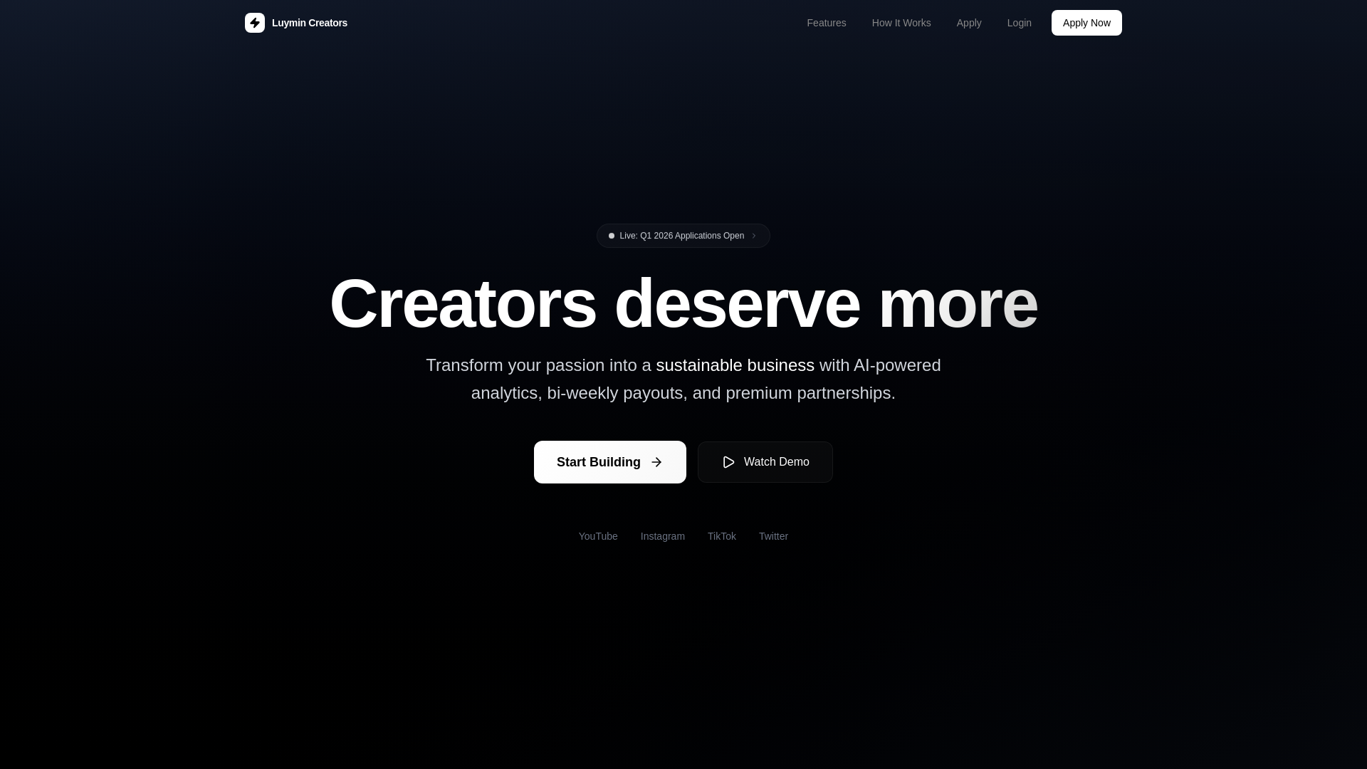website screenshot of https://luymincreators.com/