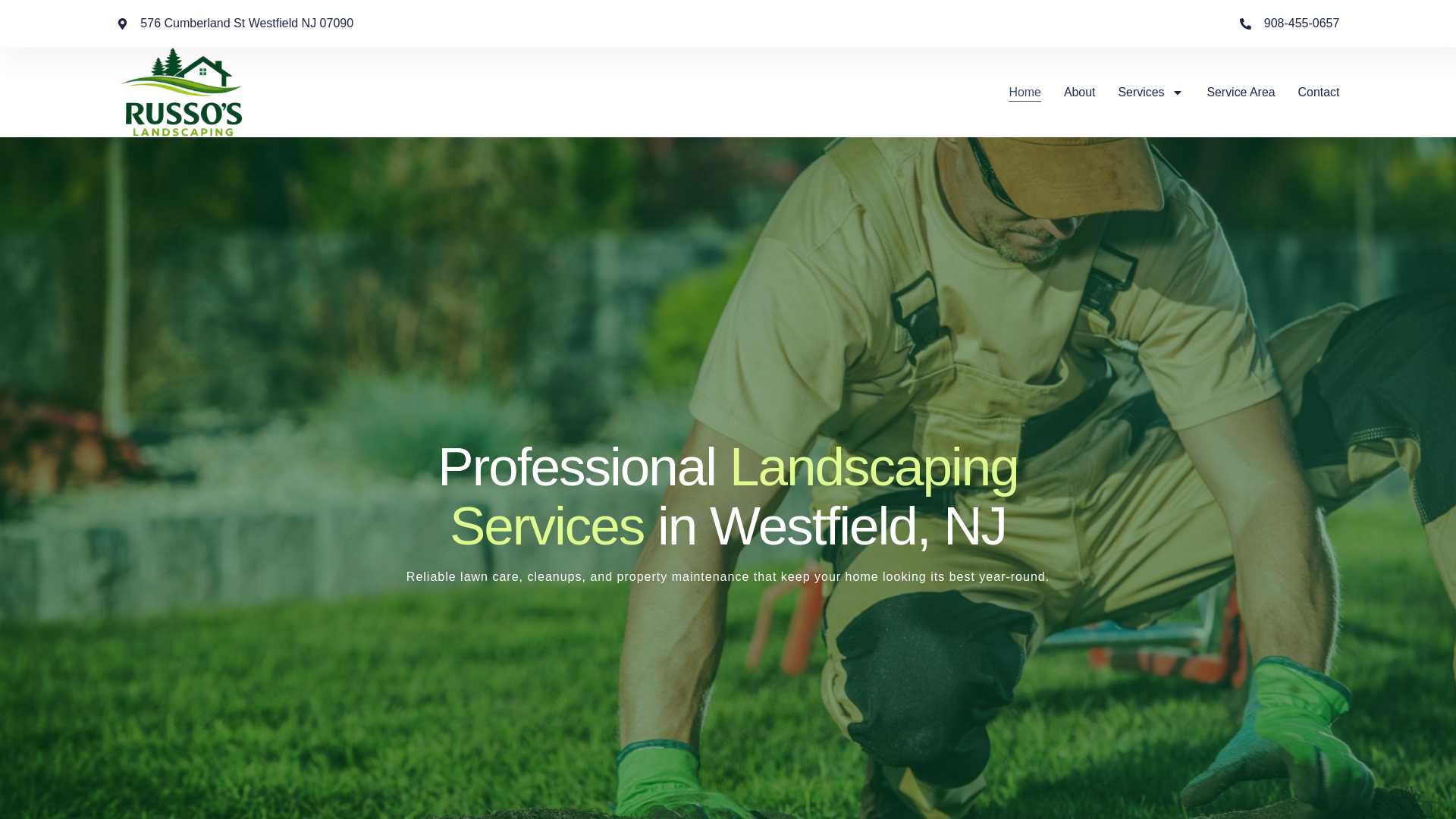 website screenshot of https://russoslandscapingnj.com/