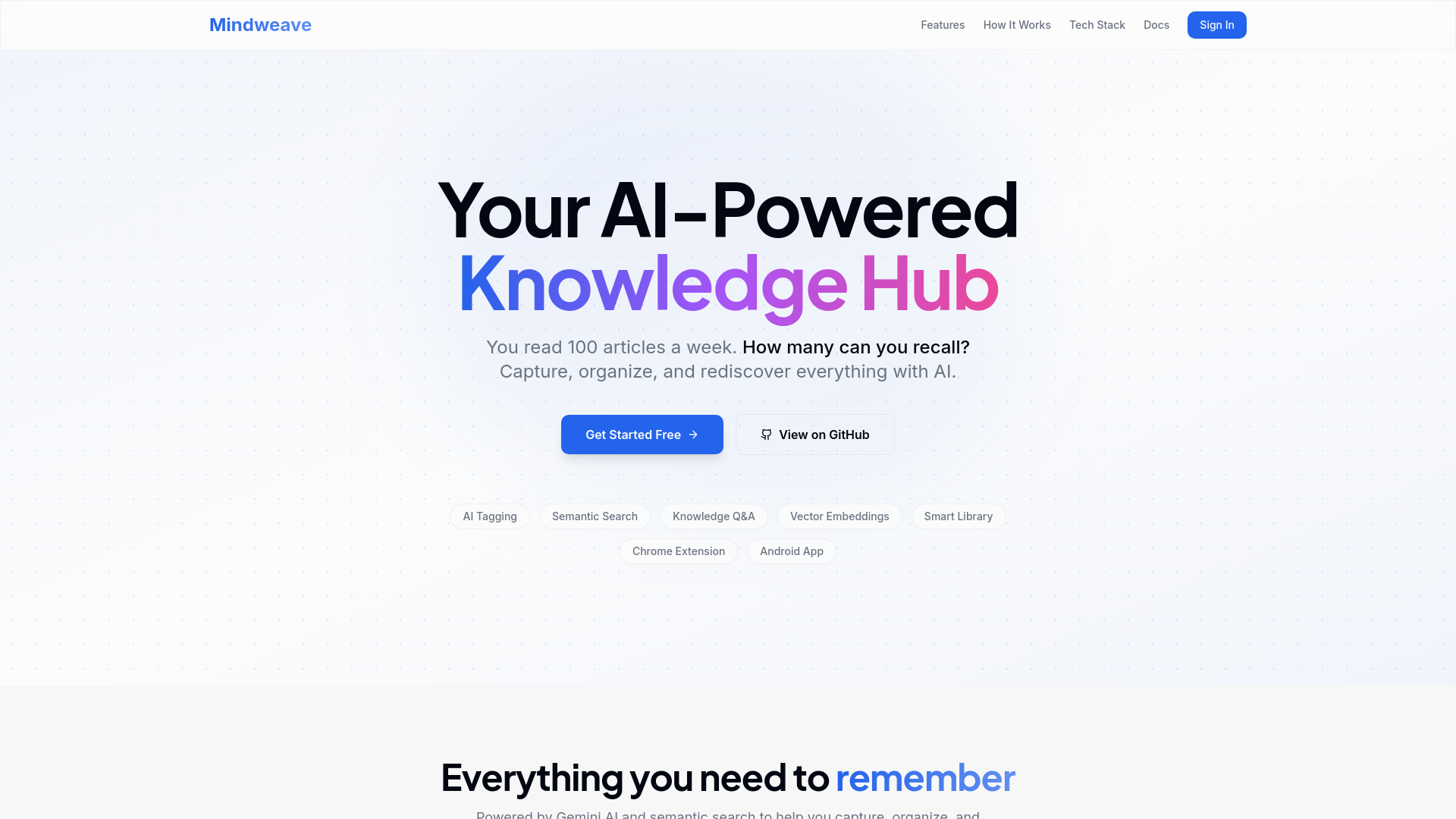 website screenshot of https://mindweave.space/