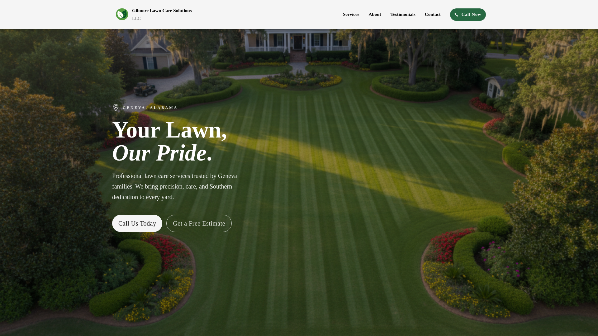 website screenshot of https://gilmorelawncaresolutions.com