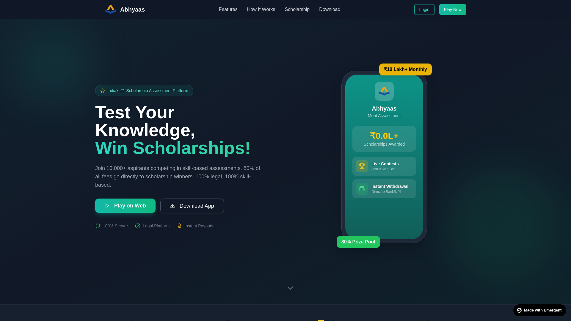 website screenshot of https://abhyaasnow.in/