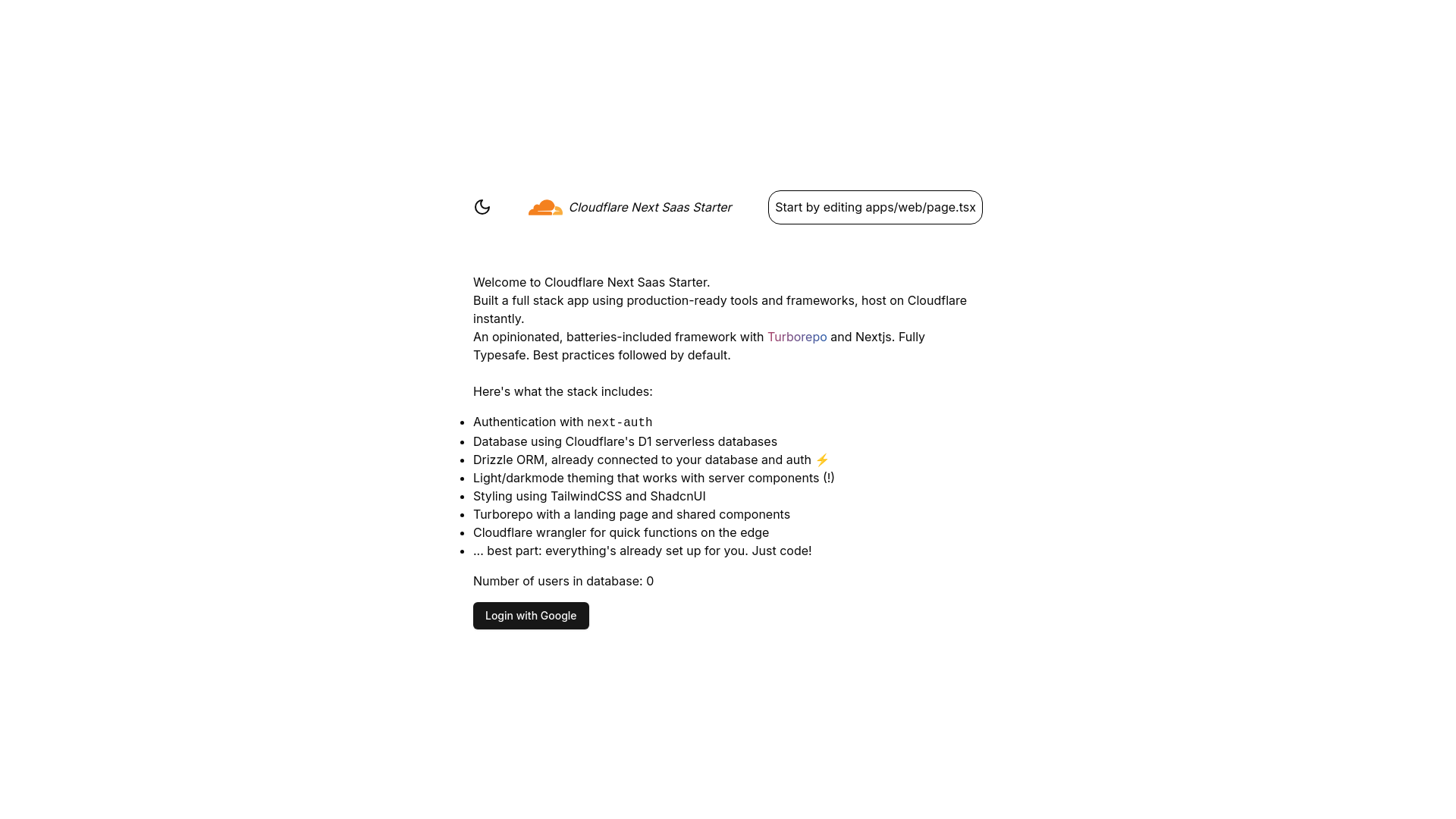 website screenshot of https://cloudflare-saas-stack-71e.pages.dev/