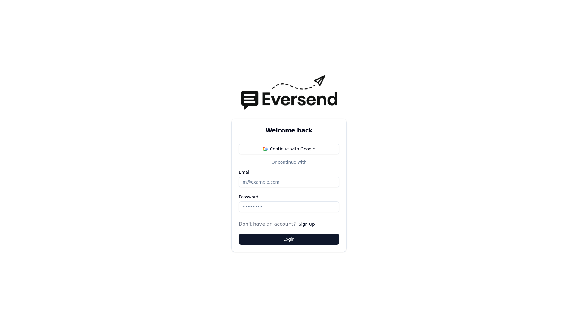 website screenshot of https://app.evrsend.io