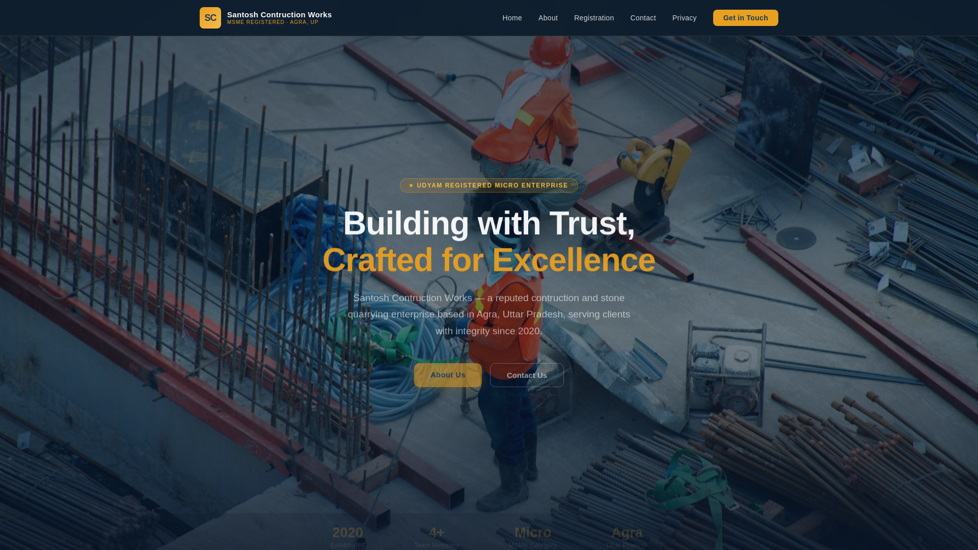 website screenshot of https://santoshcontructionworks.online/