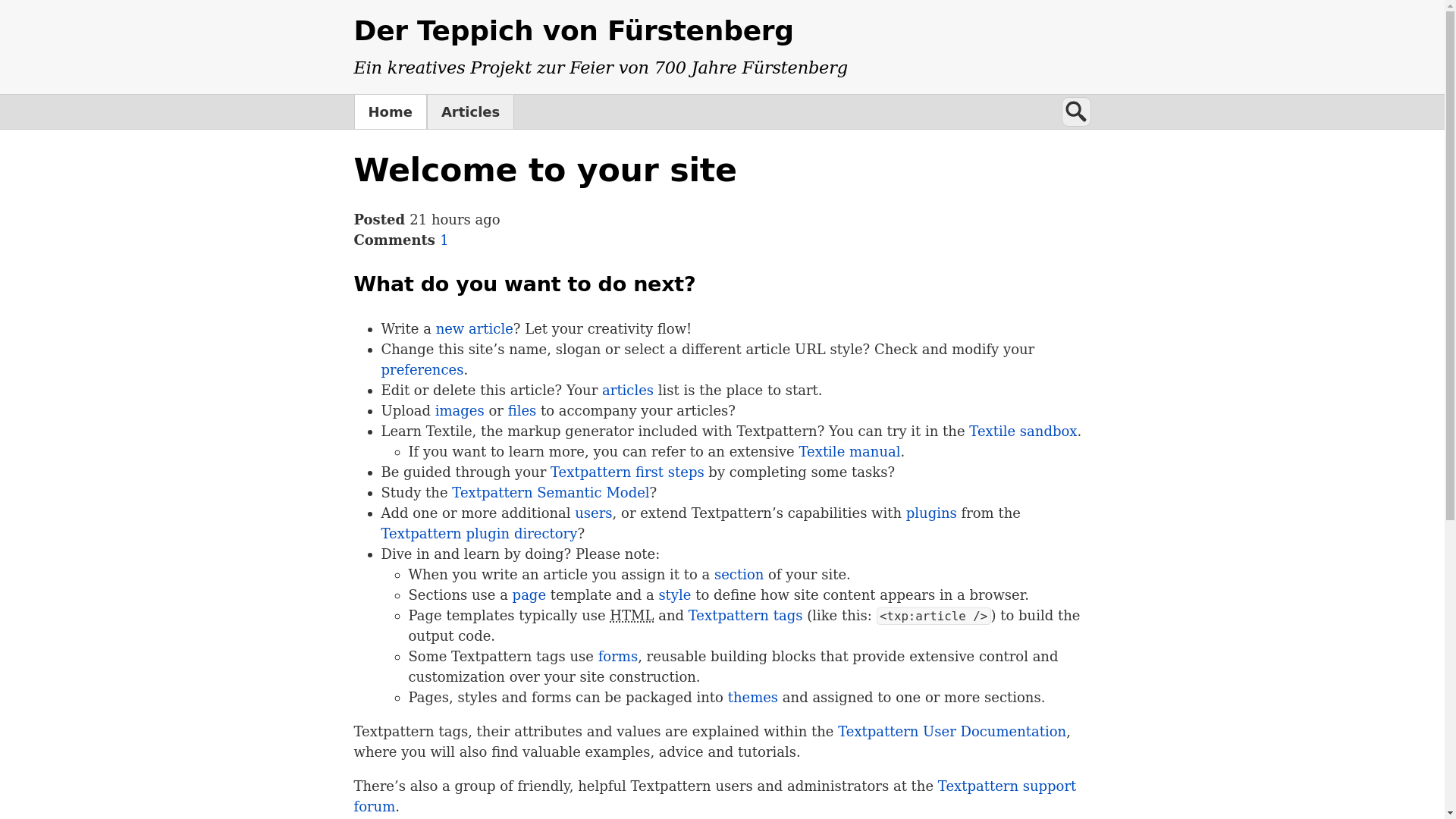 website screenshot of https://derteppichvonfuerstenberg.de/