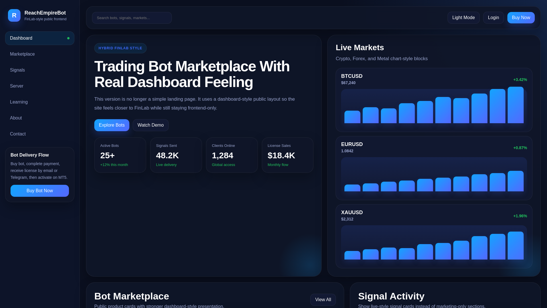 website screenshot of https://reachempirebot.com/