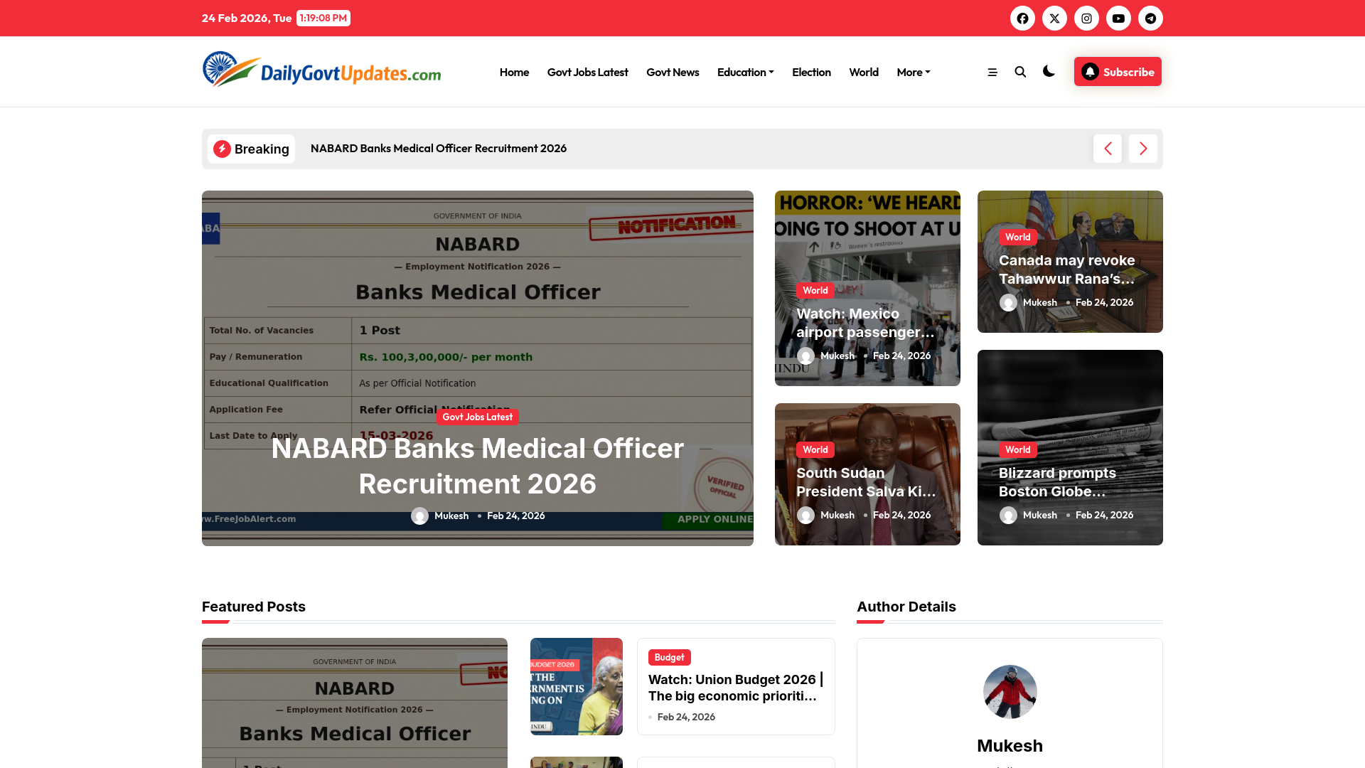website screenshot of https://dailygovtupdates.com/