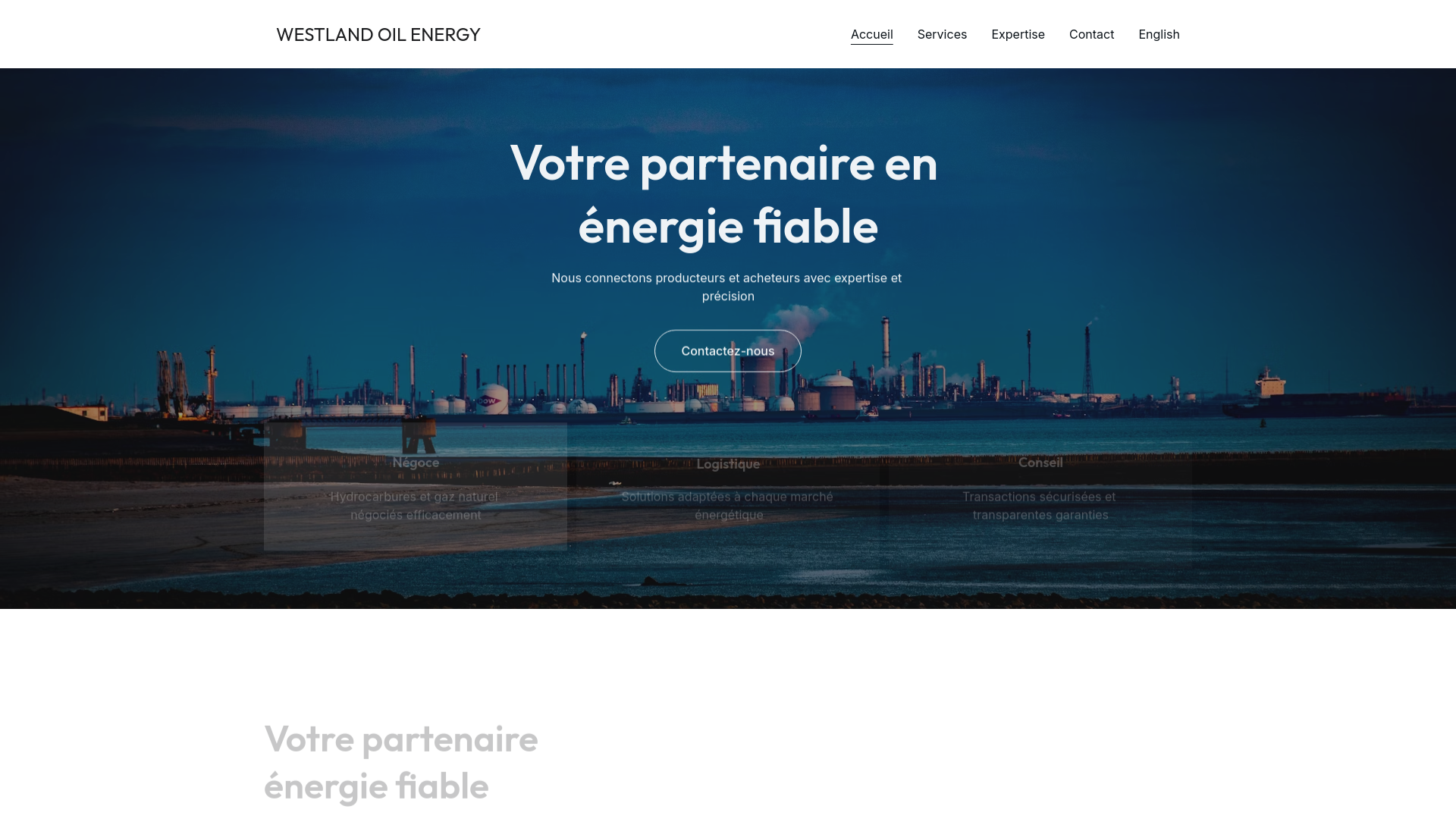 website screenshot of https://westlandoilenergy.com