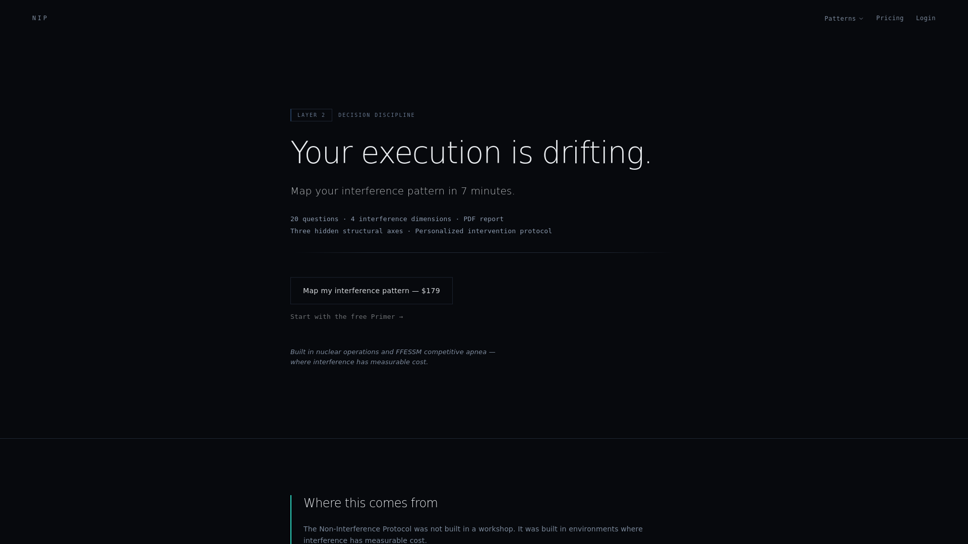 website screenshot of https://noninterferenceprotocol.com