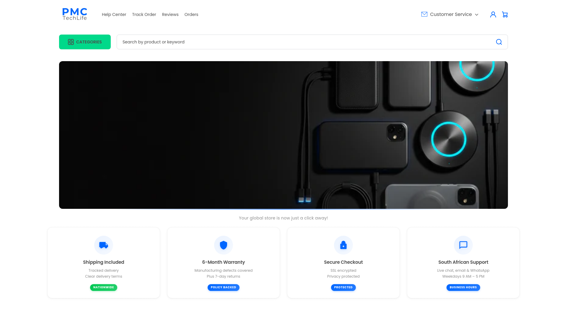 website screenshot of https://pmcjewellery.co.za