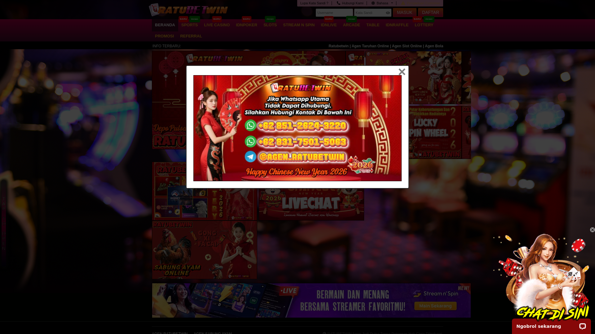 website screenshot of https://ratuku-win.site/