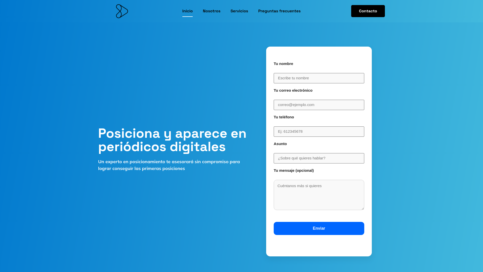 website screenshot of https://subetuposicion.eu