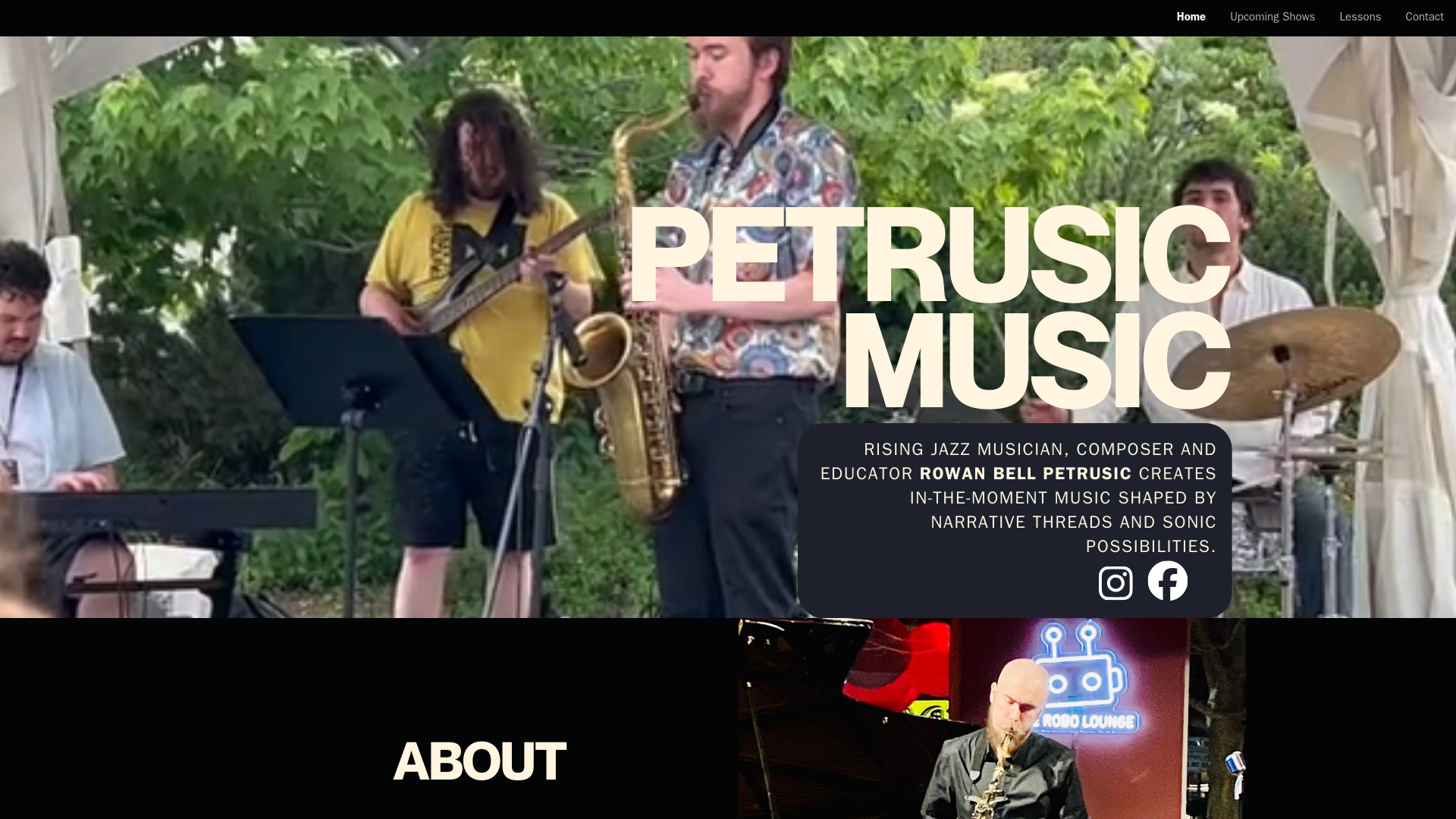 website screenshot of https://petrusicmusic.com