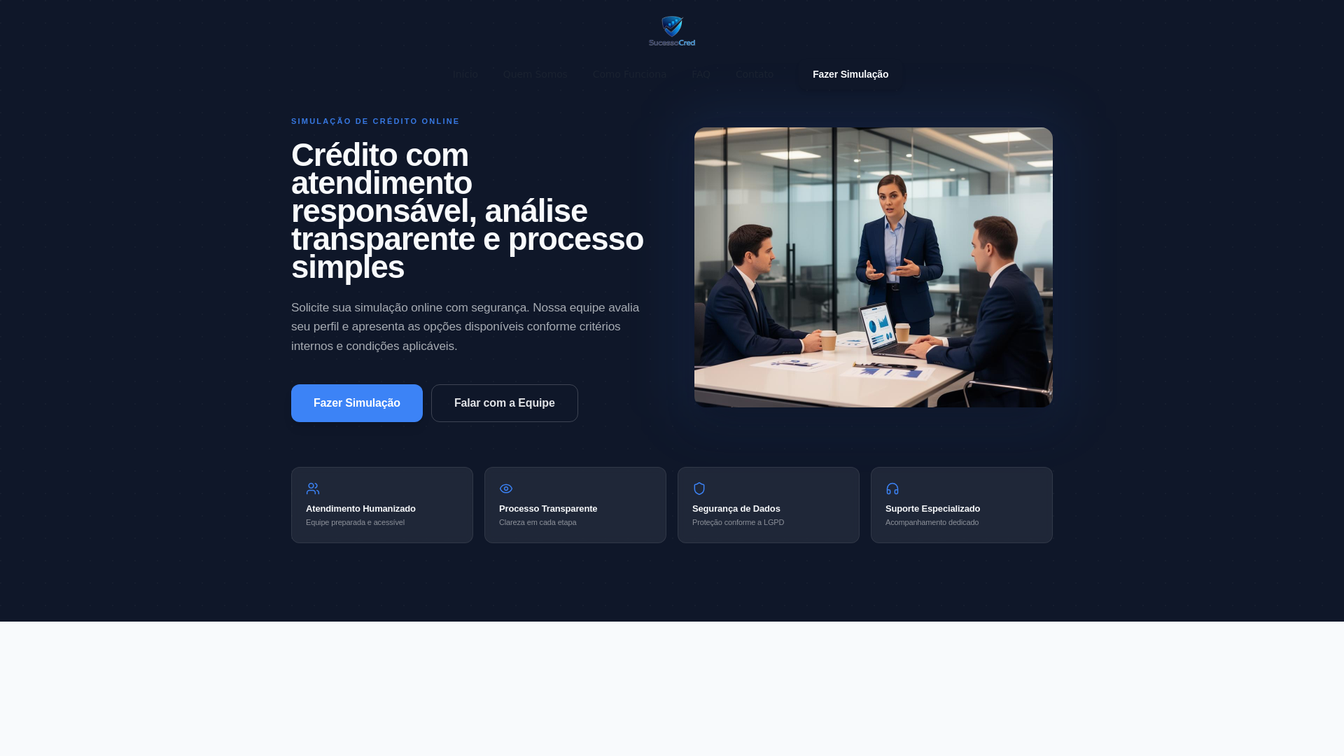 website screenshot of https://sucessocred.com
