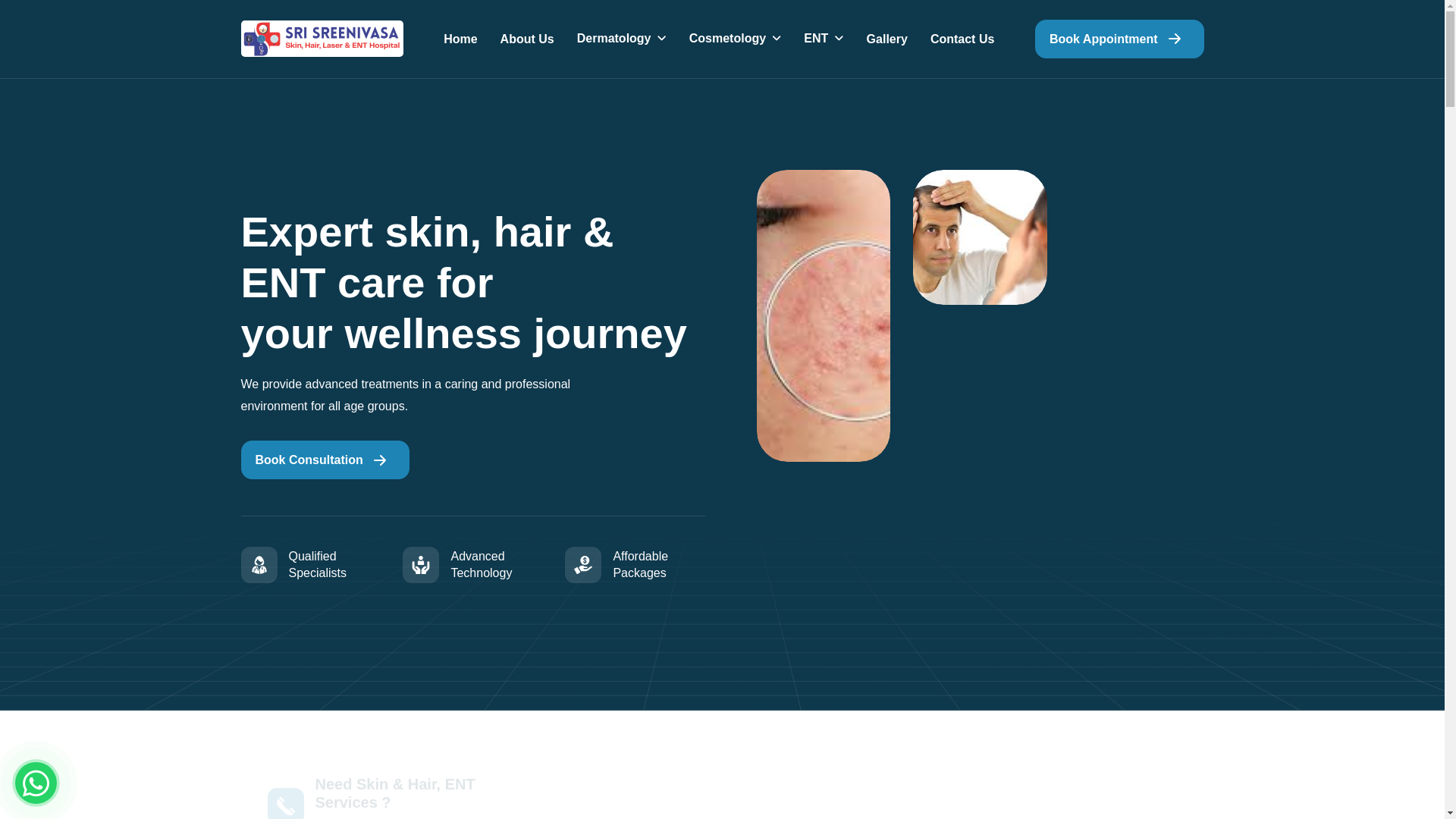 website screenshot of https://srisreenivasaskinhairlaserent.in/