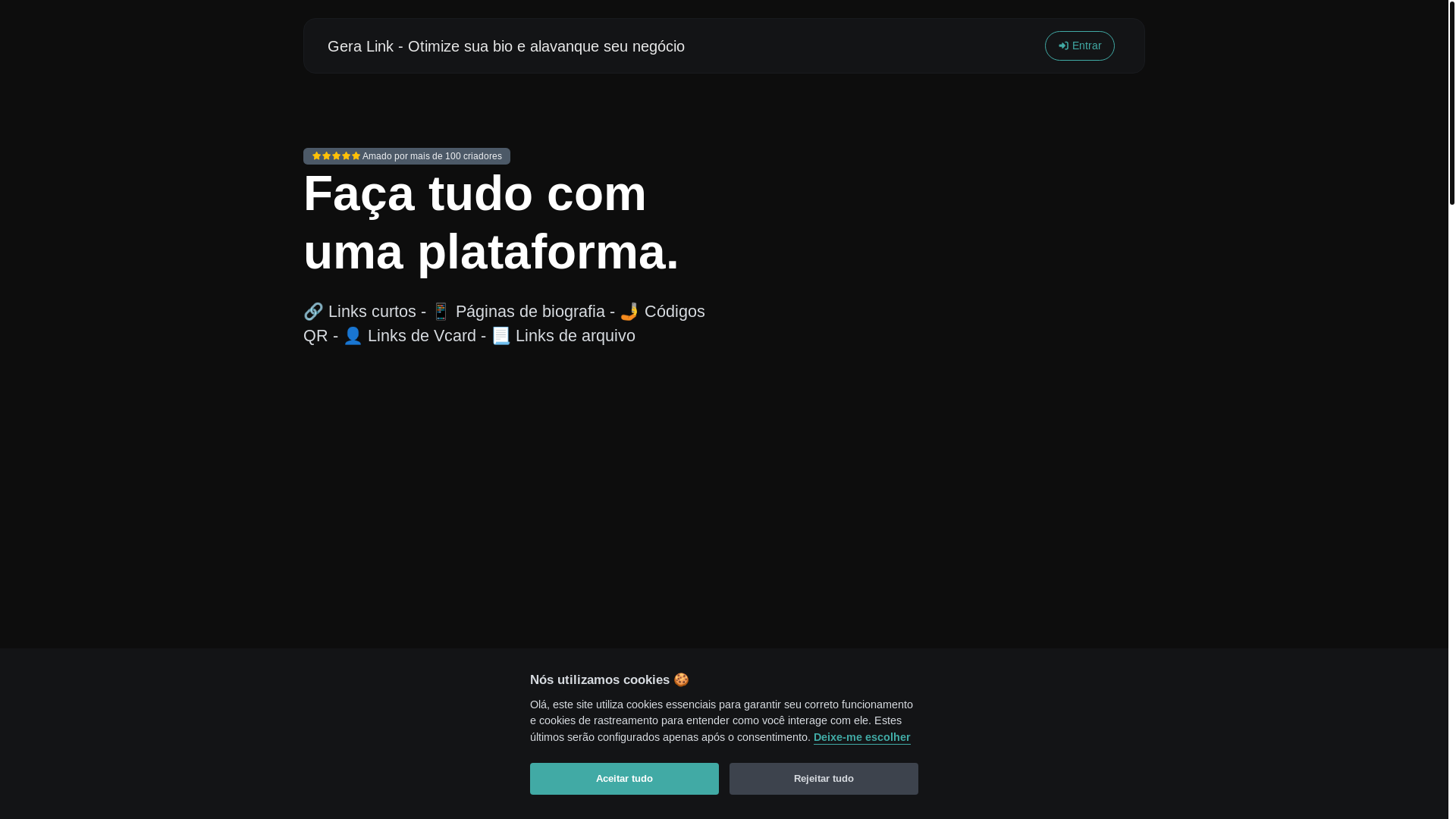 website screenshot of https://geralink.bio.br/
