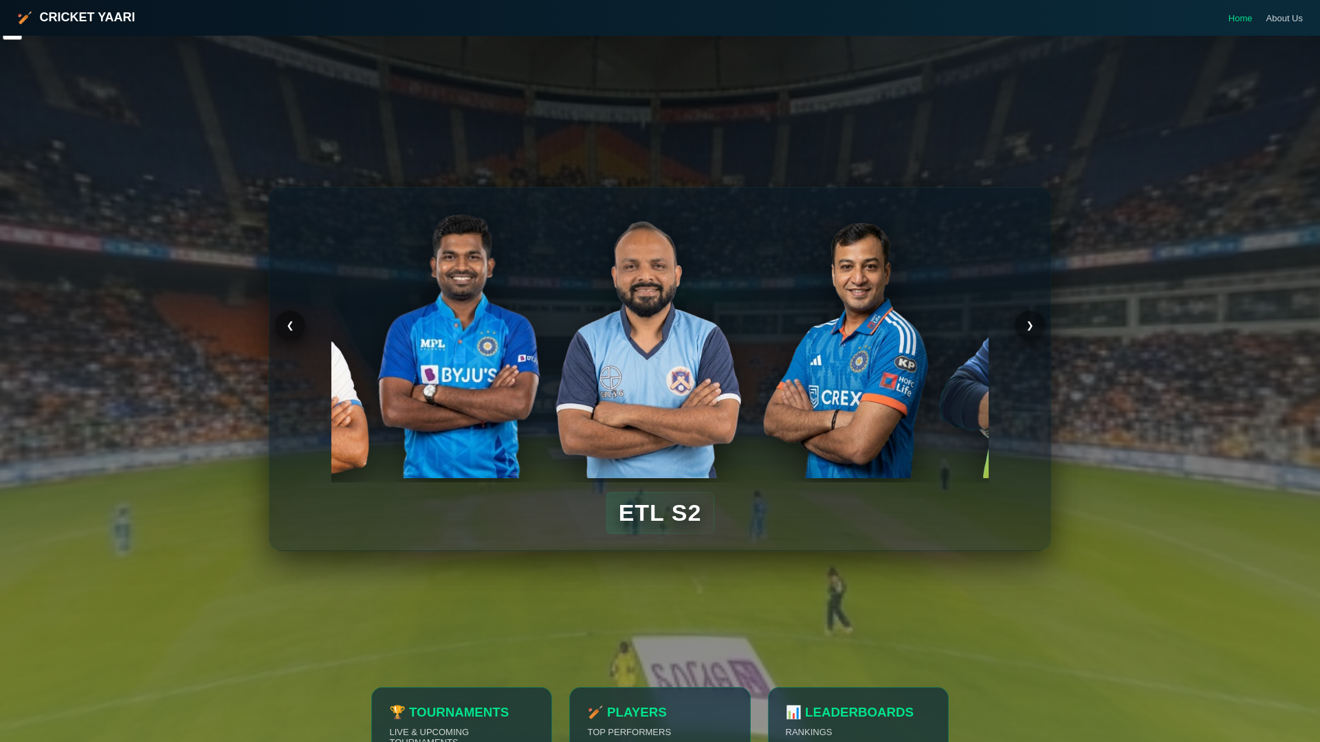 website screenshot of https://cricketyaari.in