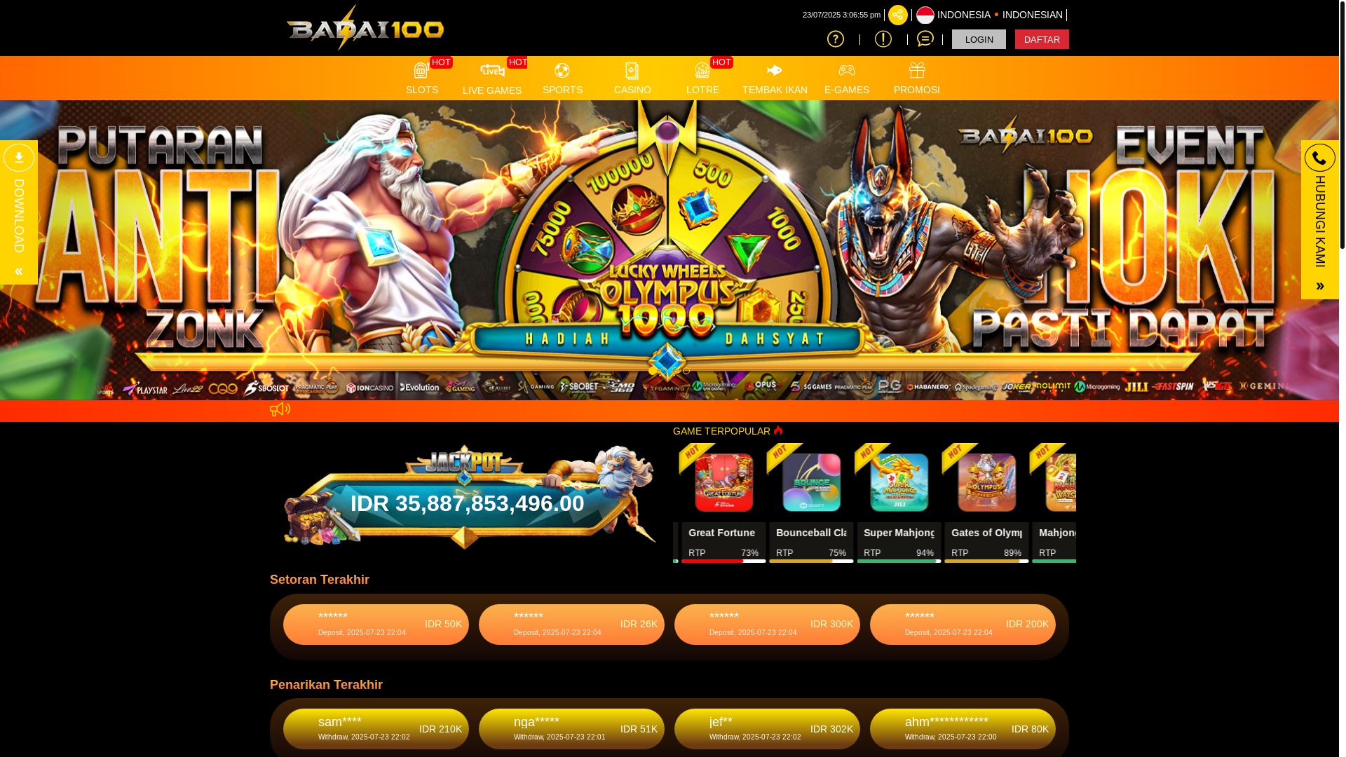 website screenshot of https://badai100fb2.cfd/
