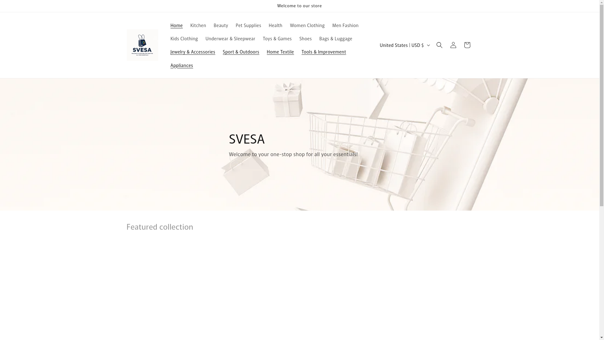 website screenshot of https://svesa.shop/