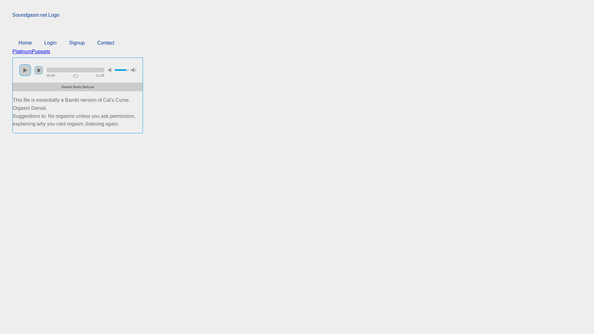 website screenshot of https://soundgasm.net/u/PlatinumPuppets/Bambi-Body-Betryal