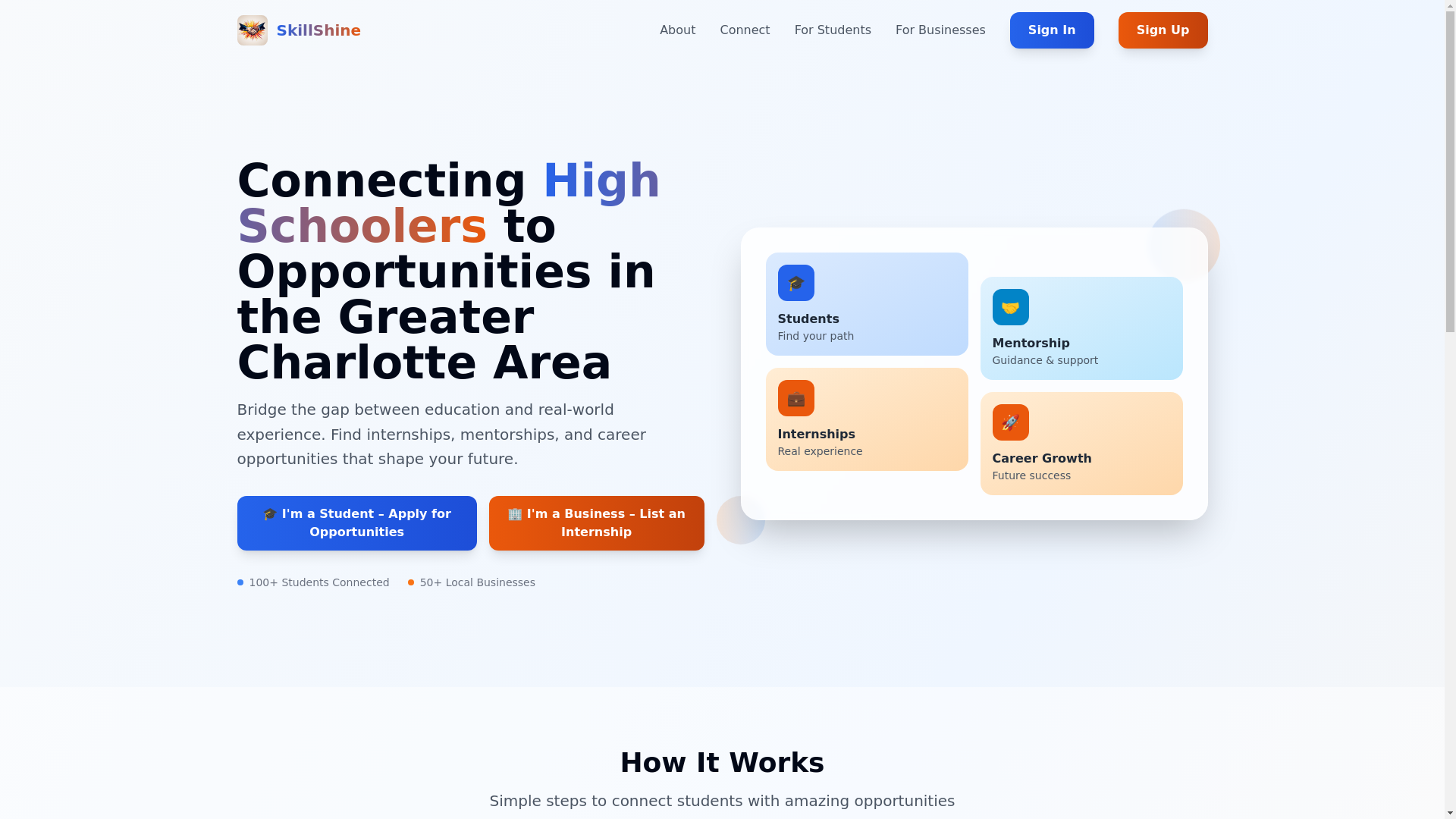 website screenshot of https://skillshine25.com/