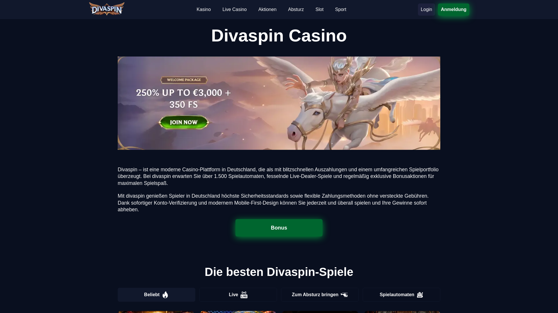 website screenshot of https://divaspin-deutschland-de-45854.pages.dev/