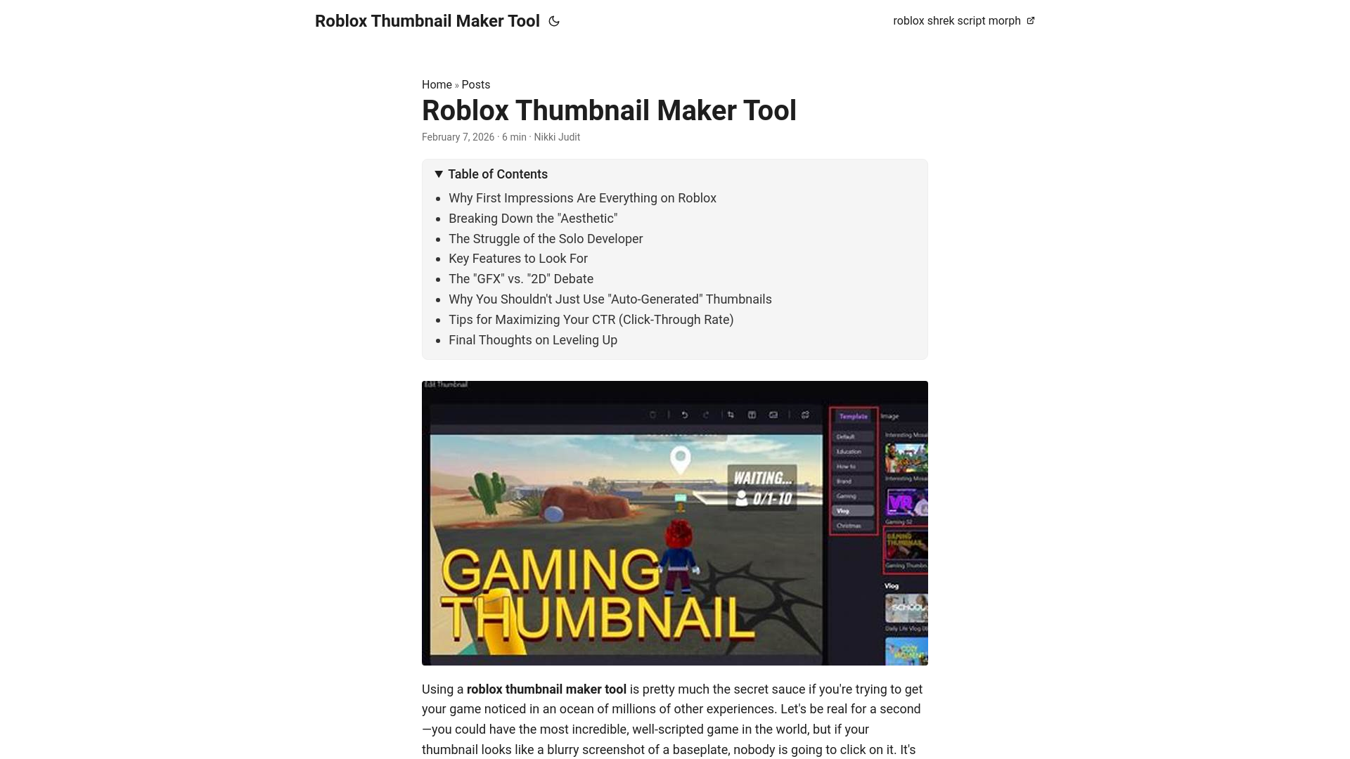 website screenshot of https://robloxthumbnailmakertool.pages.dev/