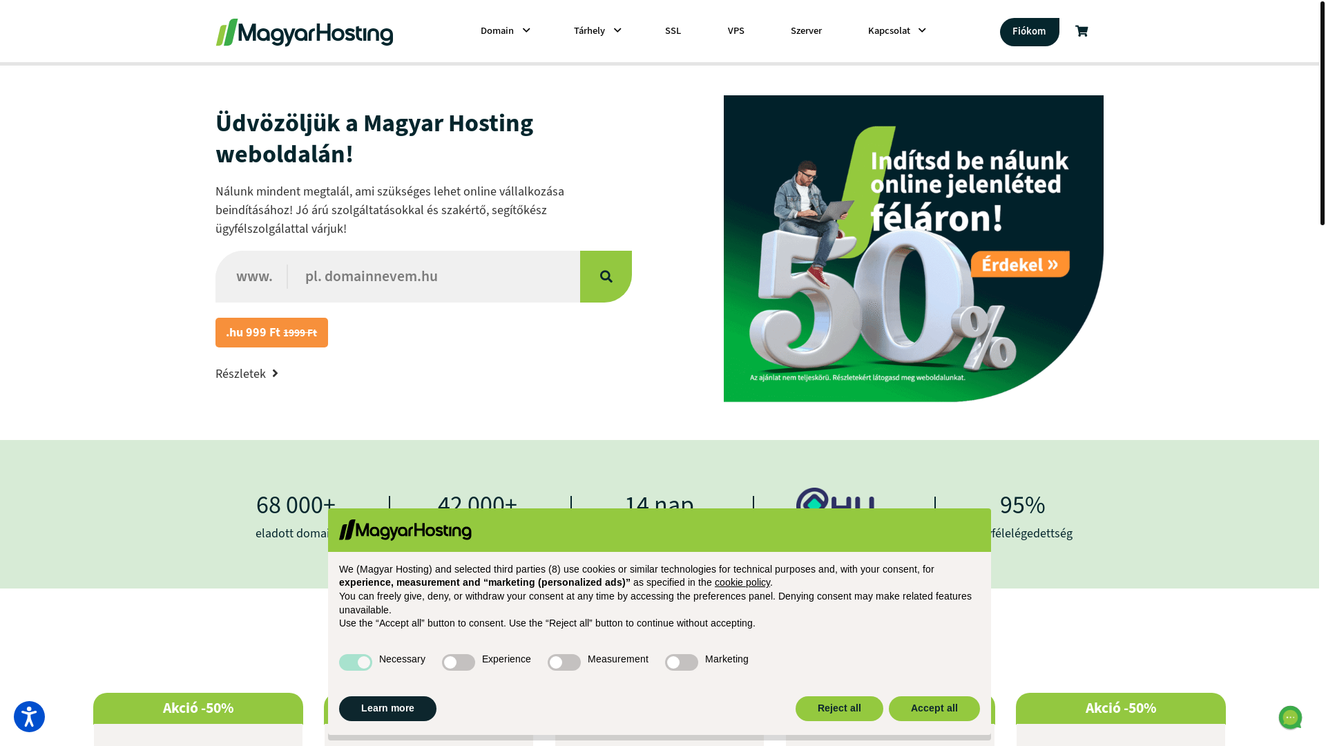 website screenshot of https://www.mhosting.hu/