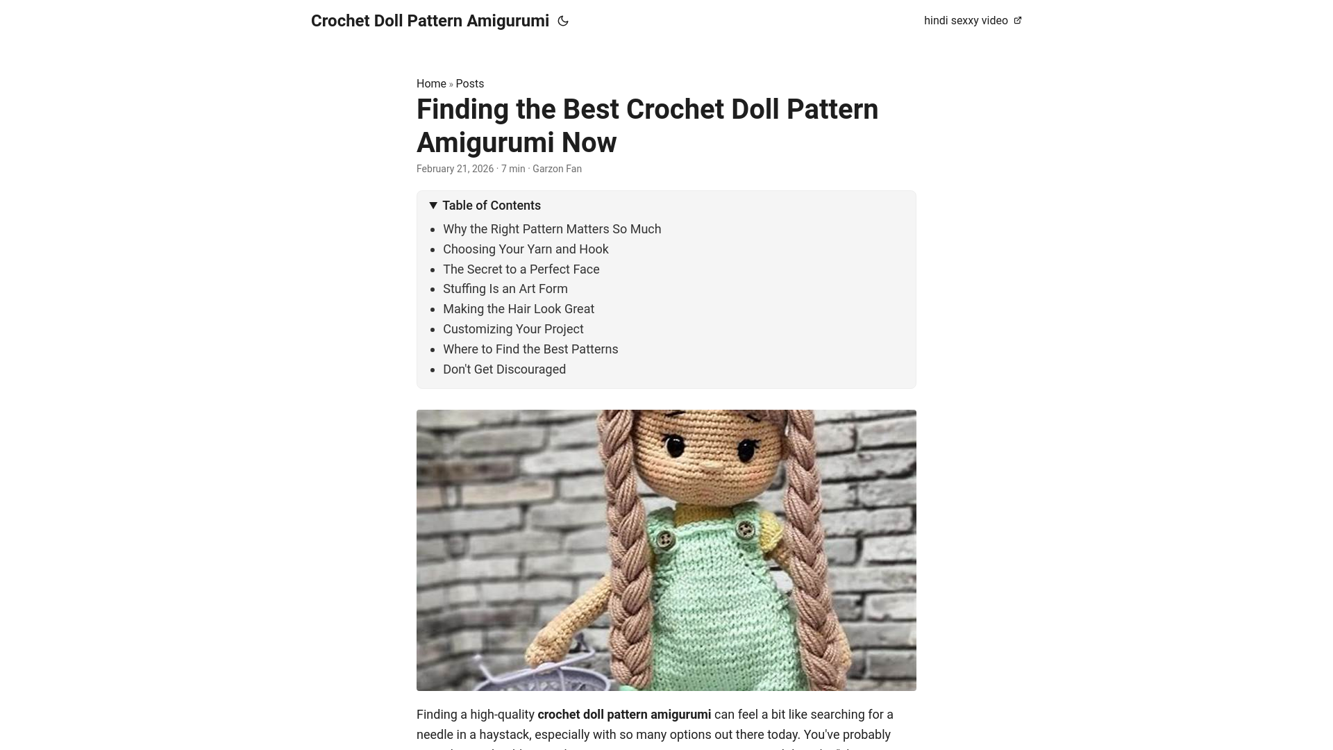 website screenshot of https://crochet-doll-pattern-amigurumi.pages.dev/