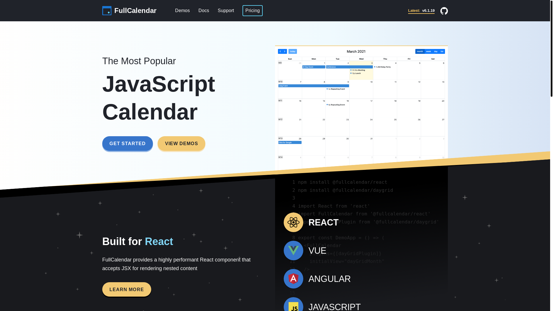 website screenshot of https://fullcalendar-site.pages.dev/
