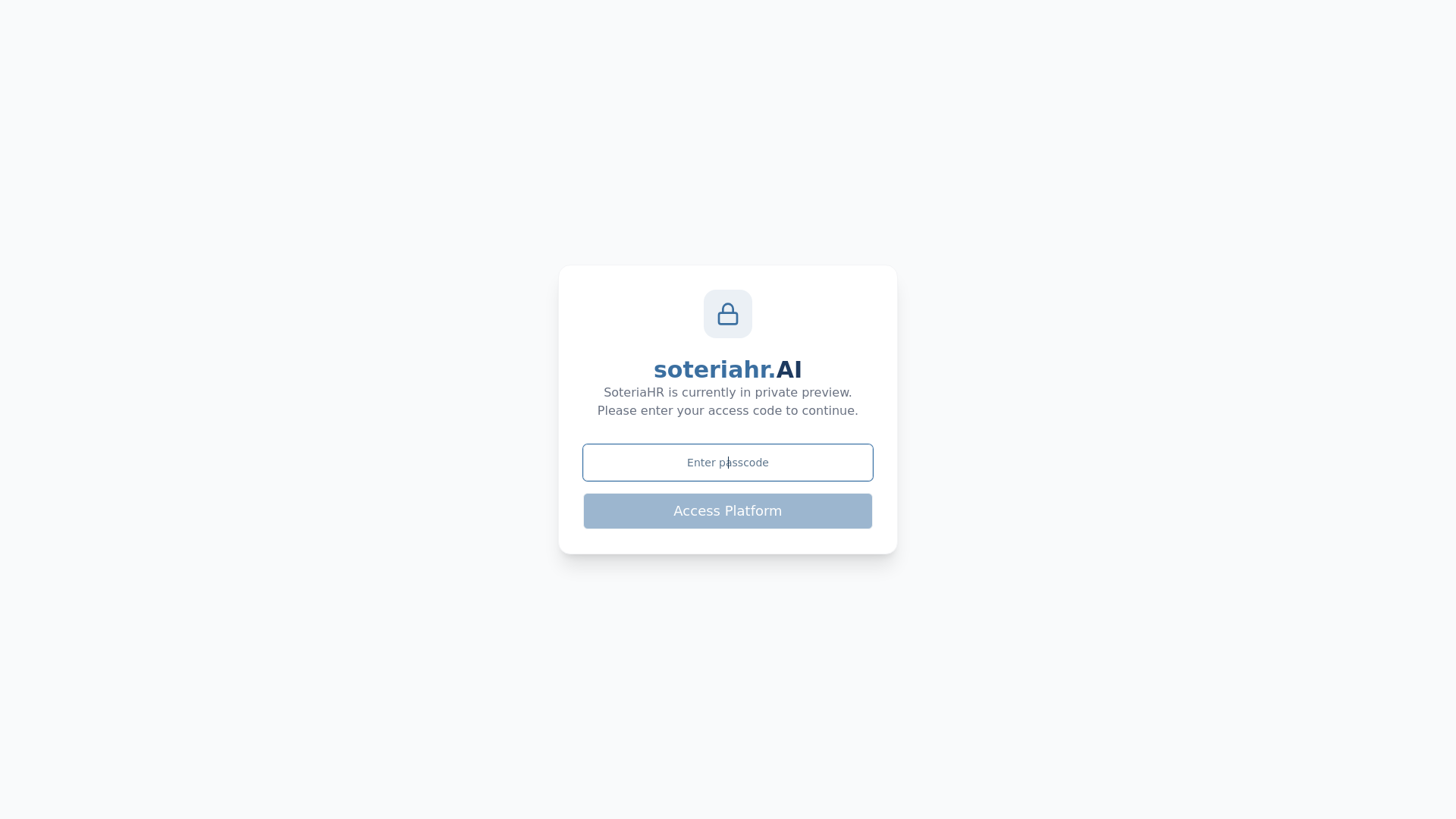 website screenshot of https://soteriahr.ai/