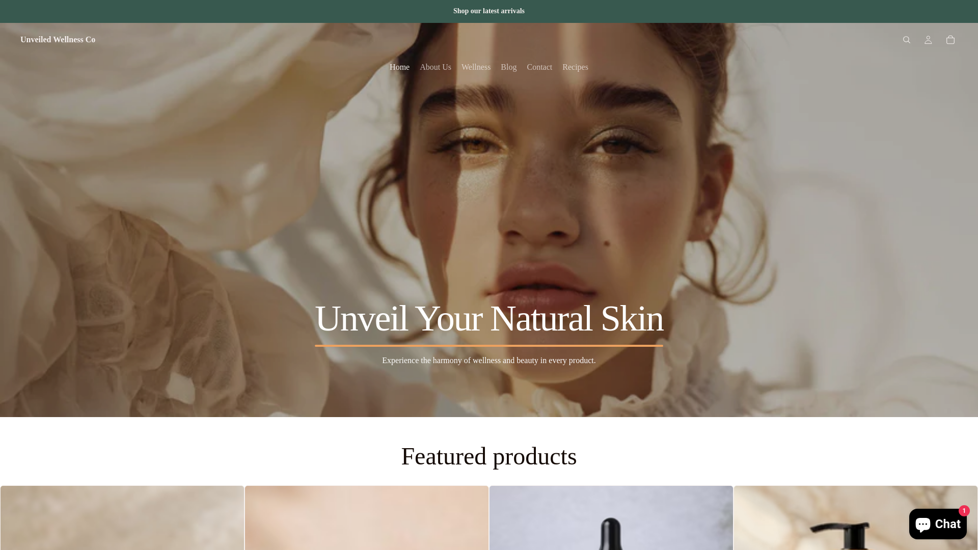 website screenshot of https://unveiledwellness.co.za/