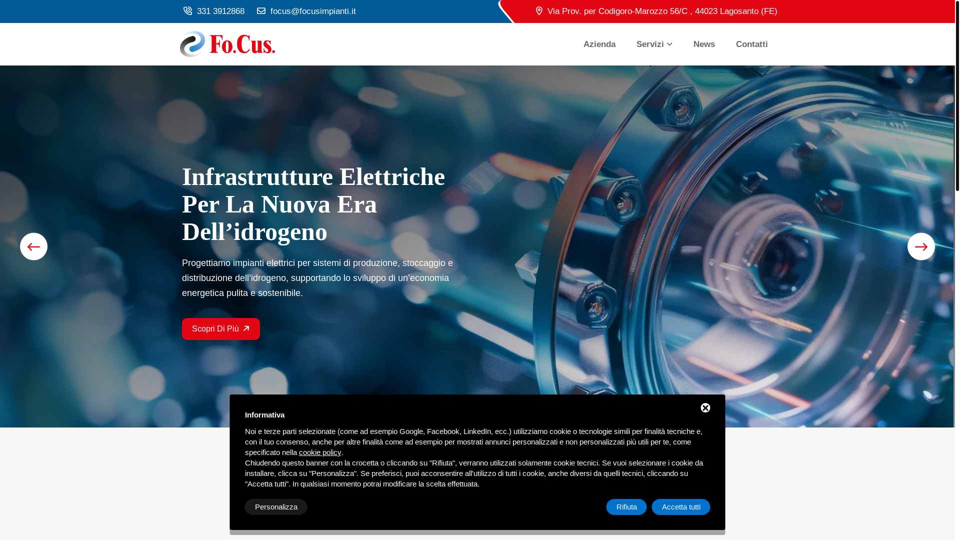 website screenshot of https://focusimpianti.com/
